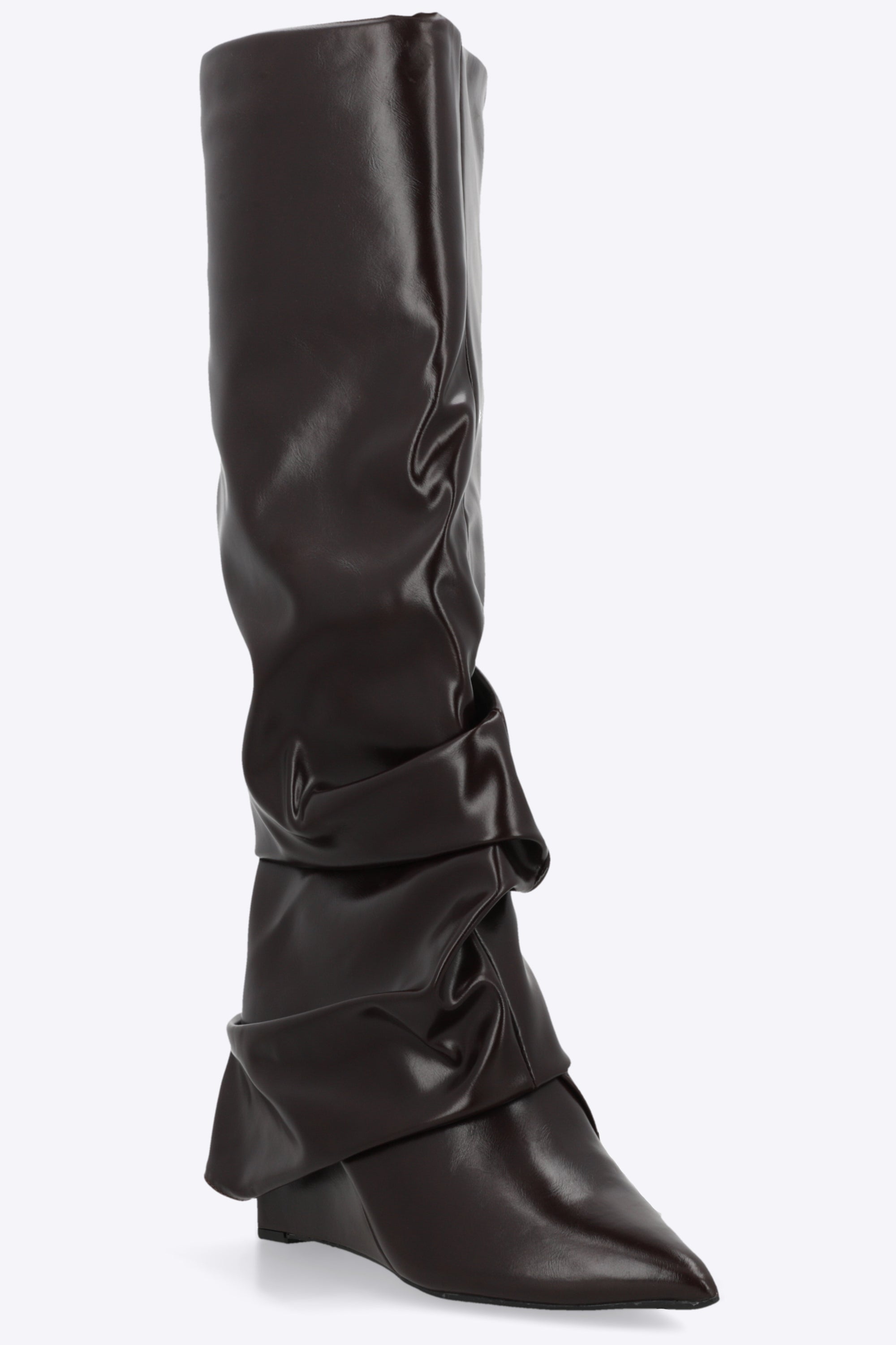 Bota funda plisada tacon corrido