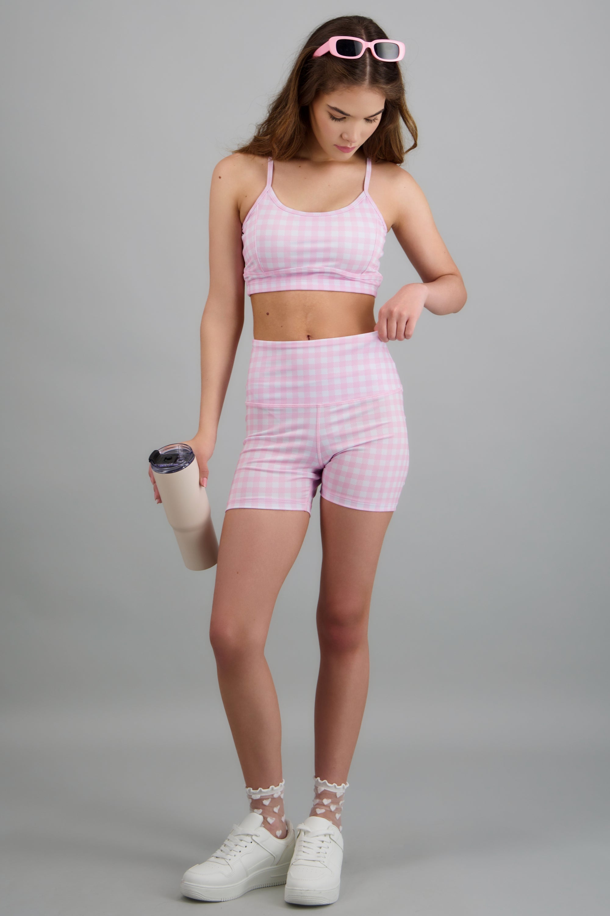 Biker shorts cuadros ROSA COMBO