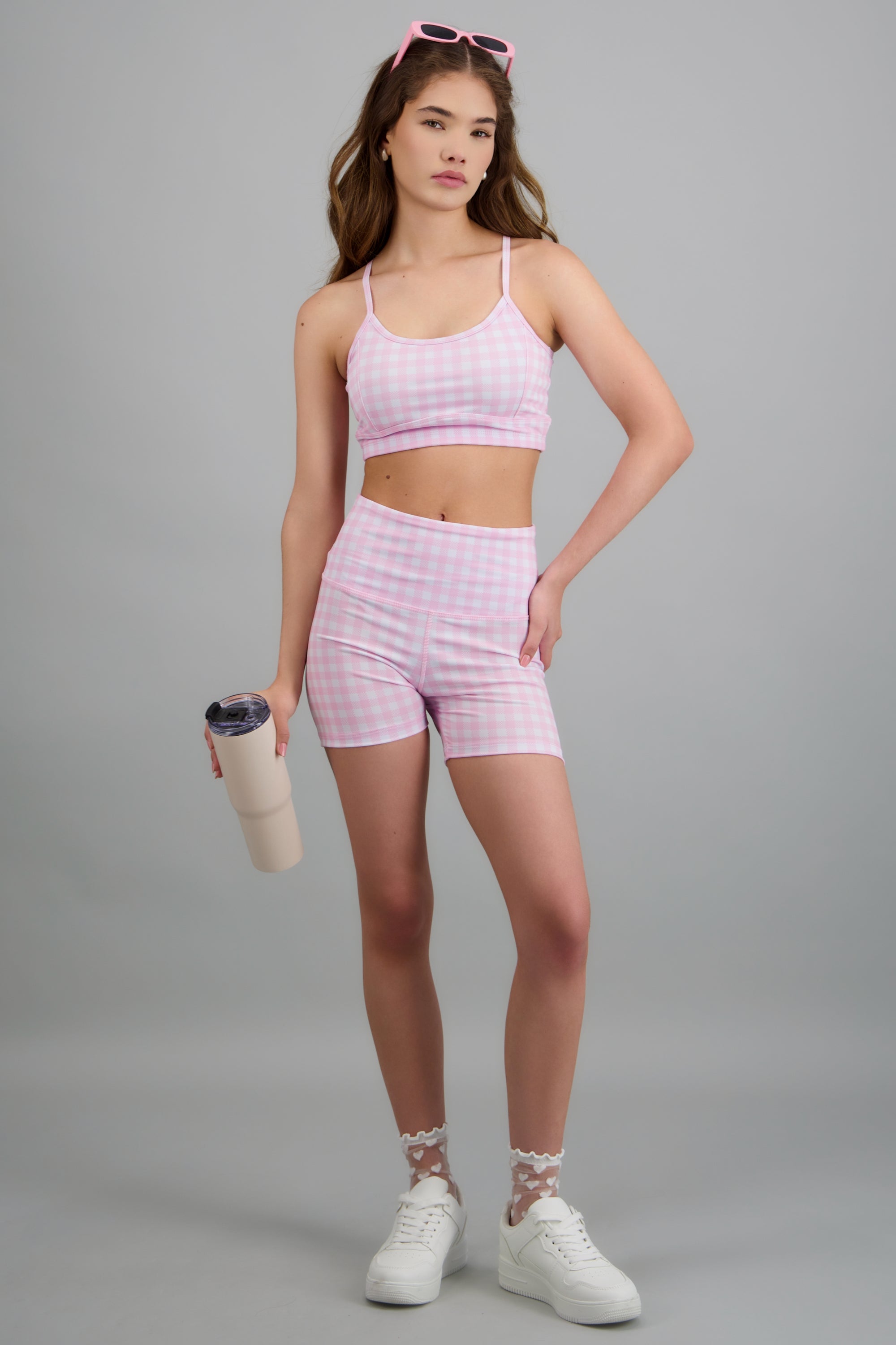 Biker shorts cuadros ROSA COMBO