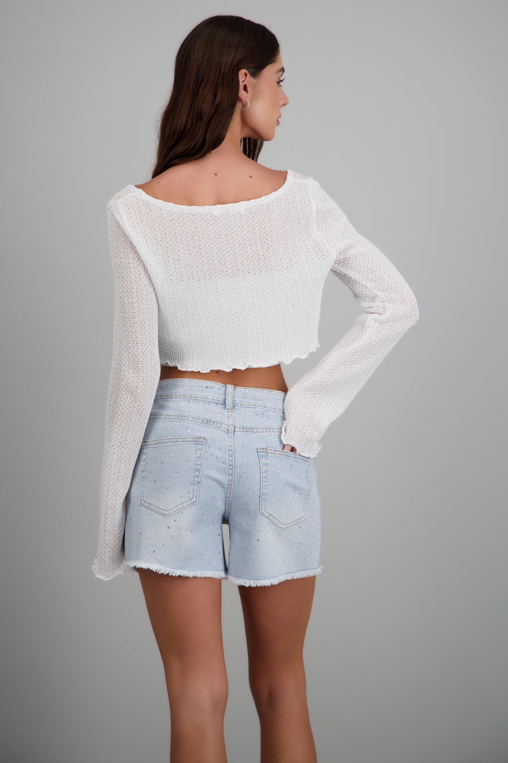 Cardigan calado lurex HUESO