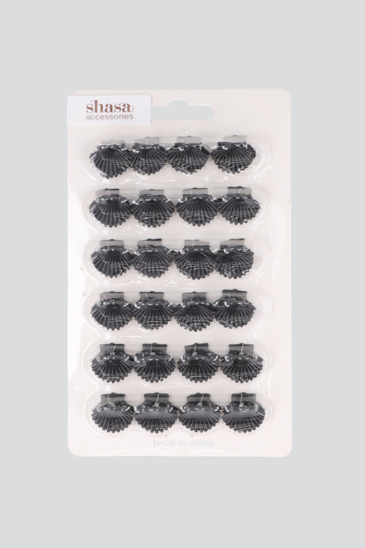 12 pares pinzitas conchas NEGRO