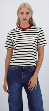 Tshirt rayas cuello contraste