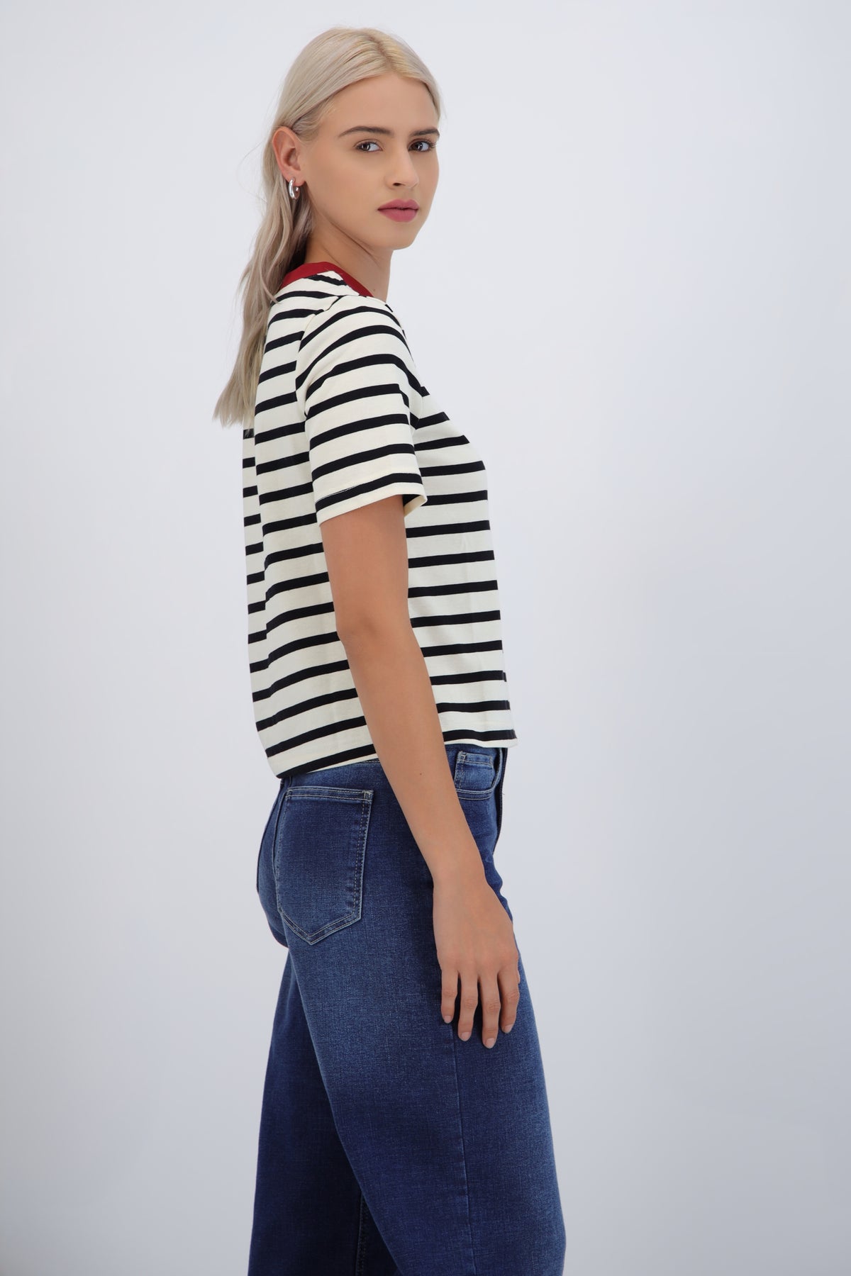 Tshirt rayas cuello contraste NEGRO COMBO