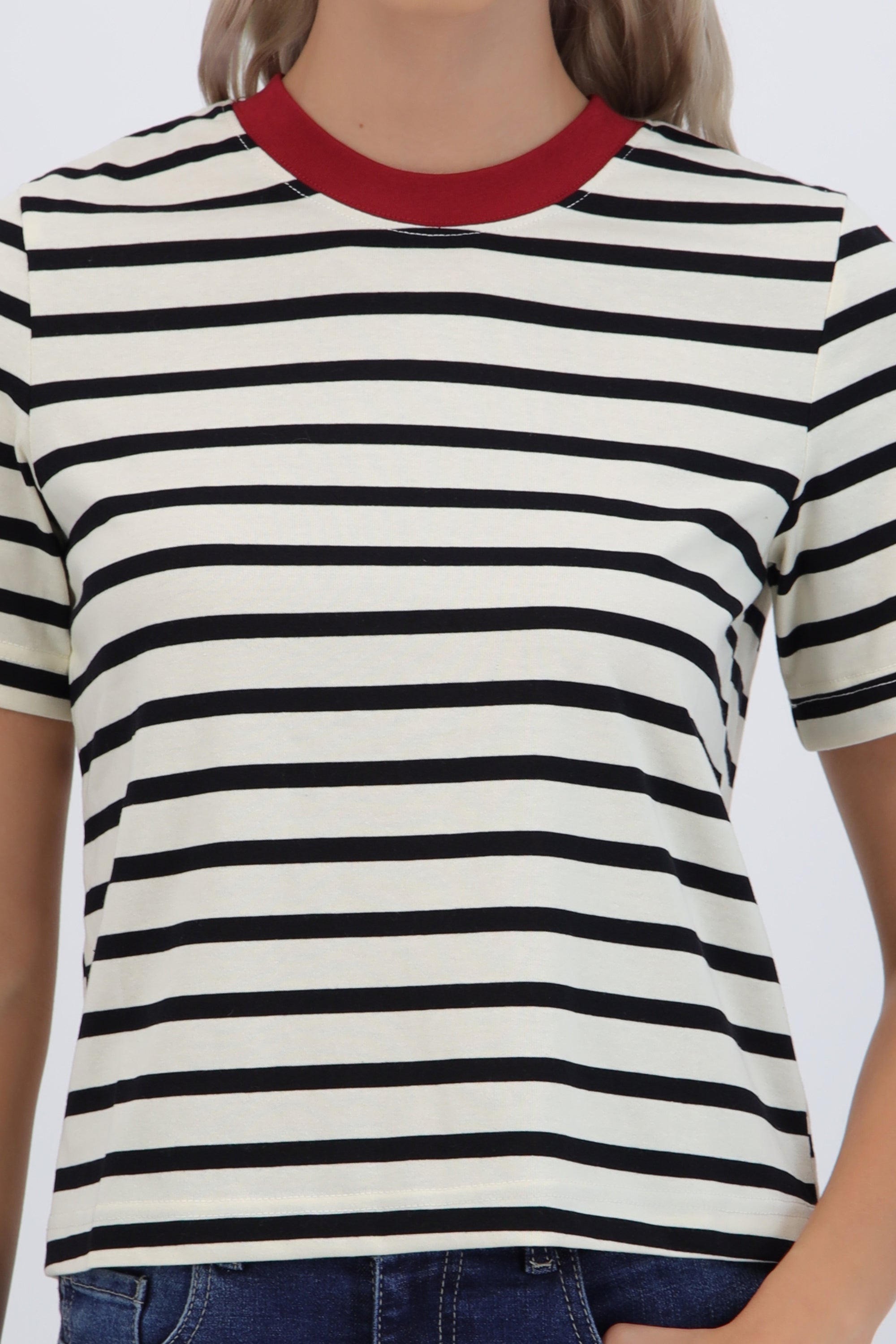 Tshirt rayas cuello contraste NEGRO COMBO