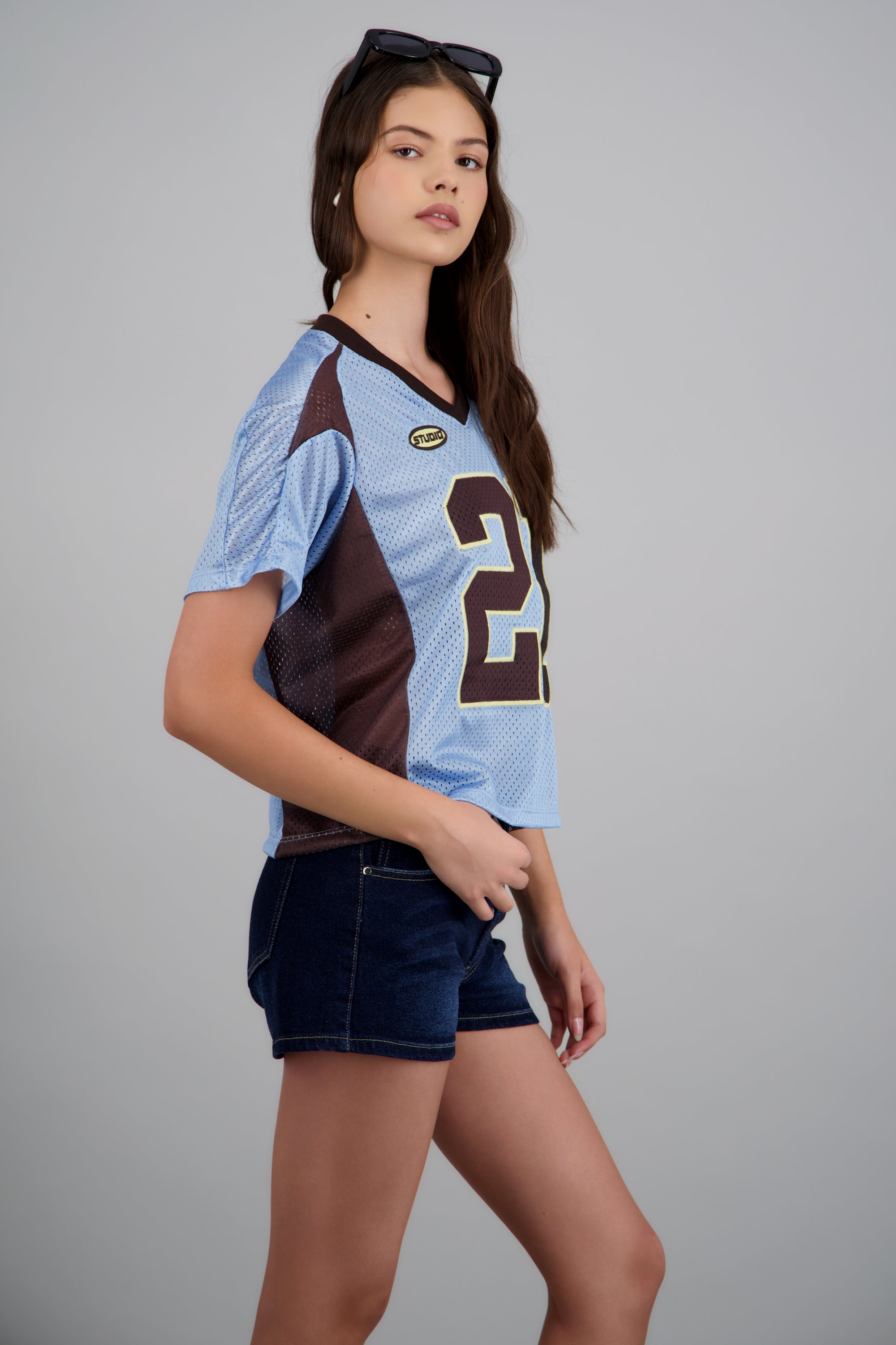 Playera deportiva contraste AZUL COMBO
