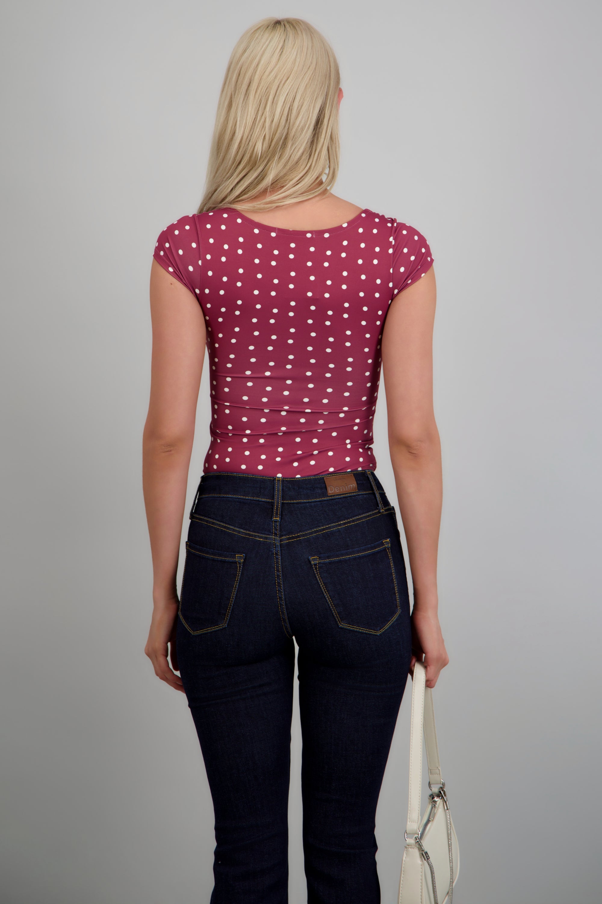 Body escote cuadrado manga corta polka dots VINO COMBO