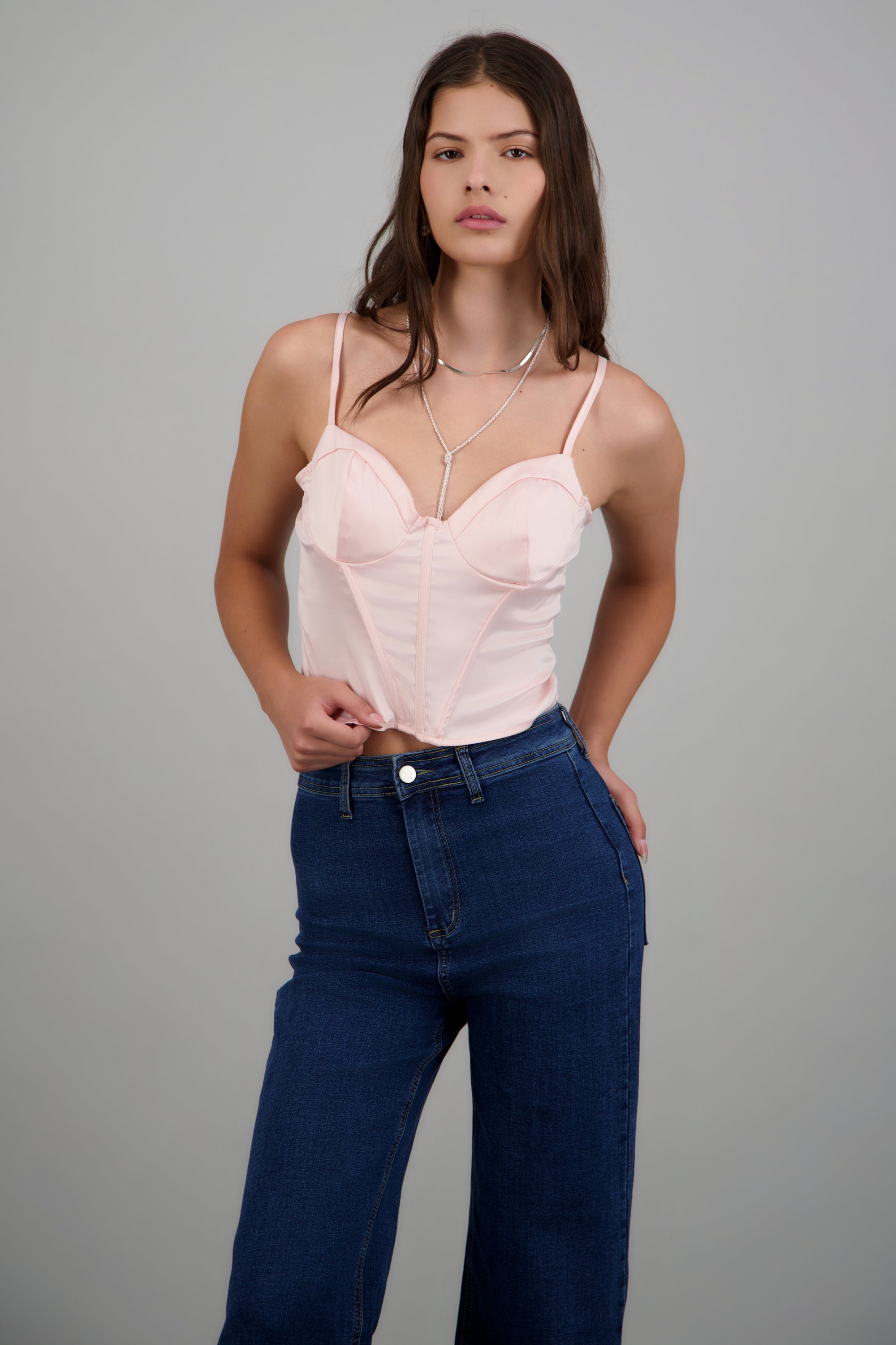 Croptop estilo corset ROSA PASTEL