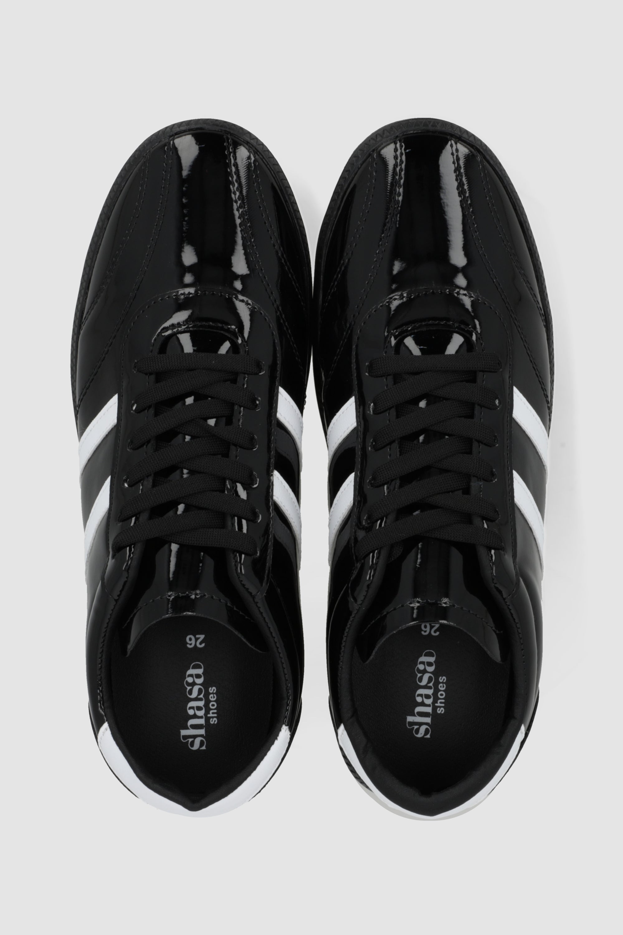 Tenis dos lineas charol NEGRO
