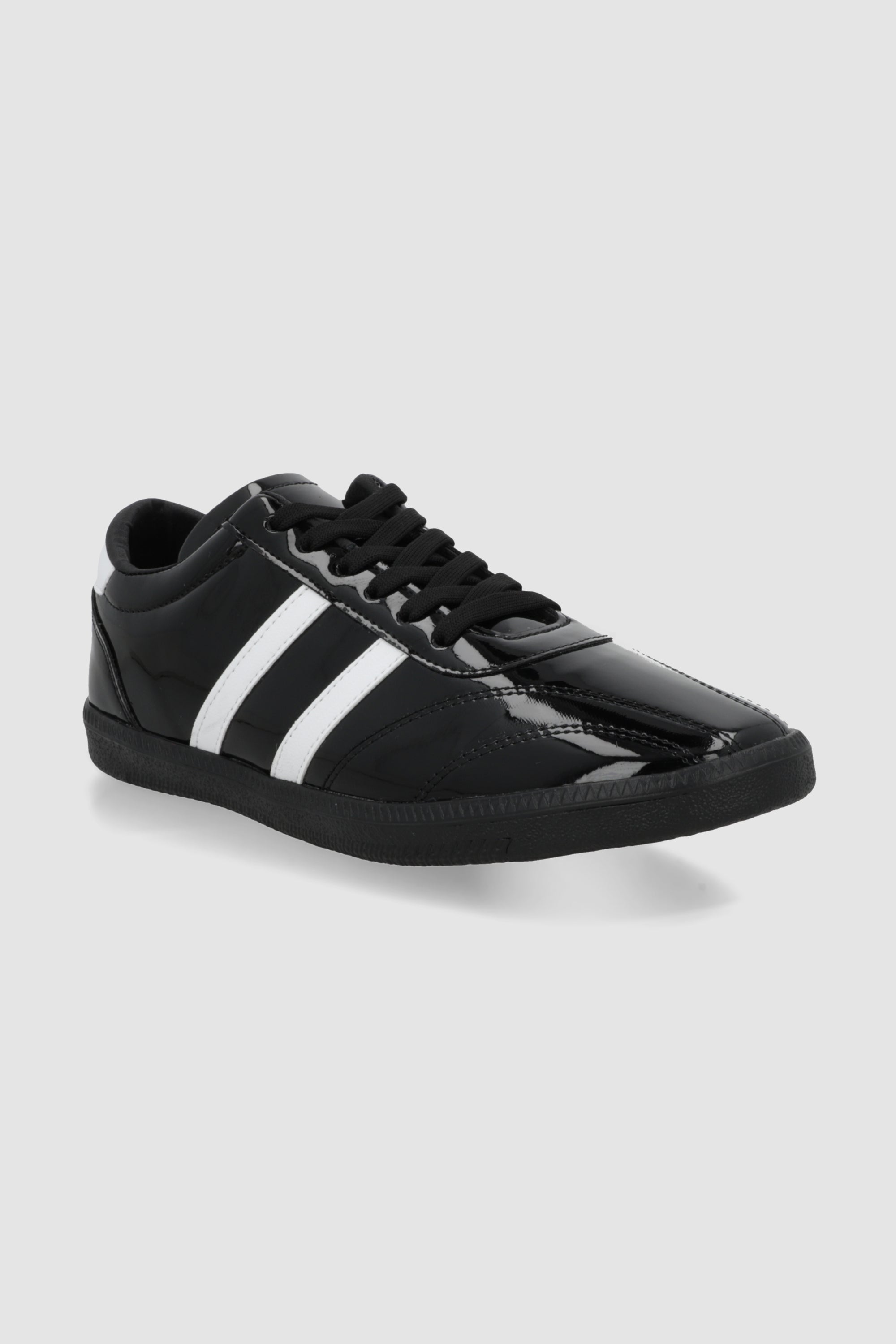 Tenis dos lineas charol NEGRO