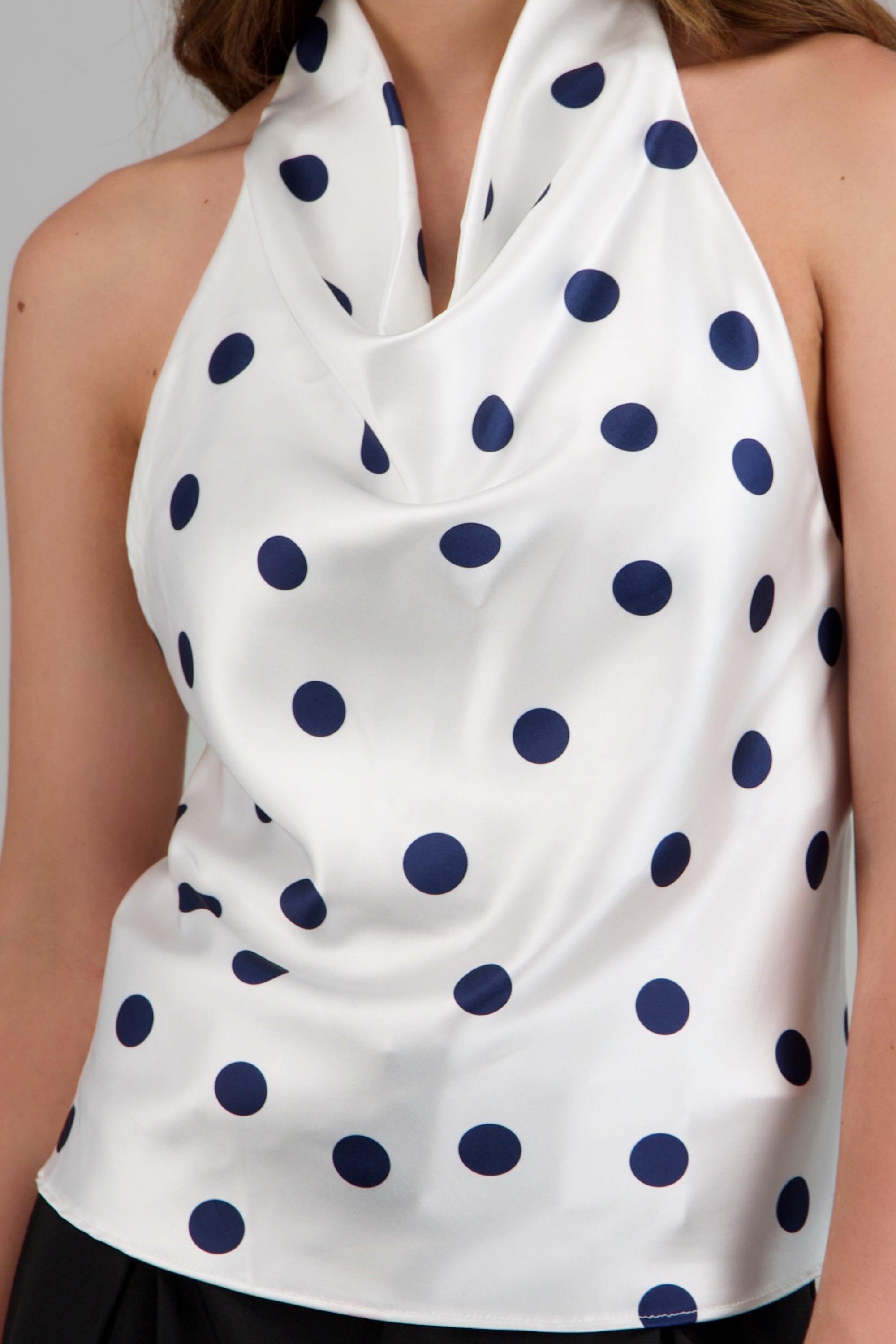 Top escote cascada estampado polka dots MARINO COMBO
