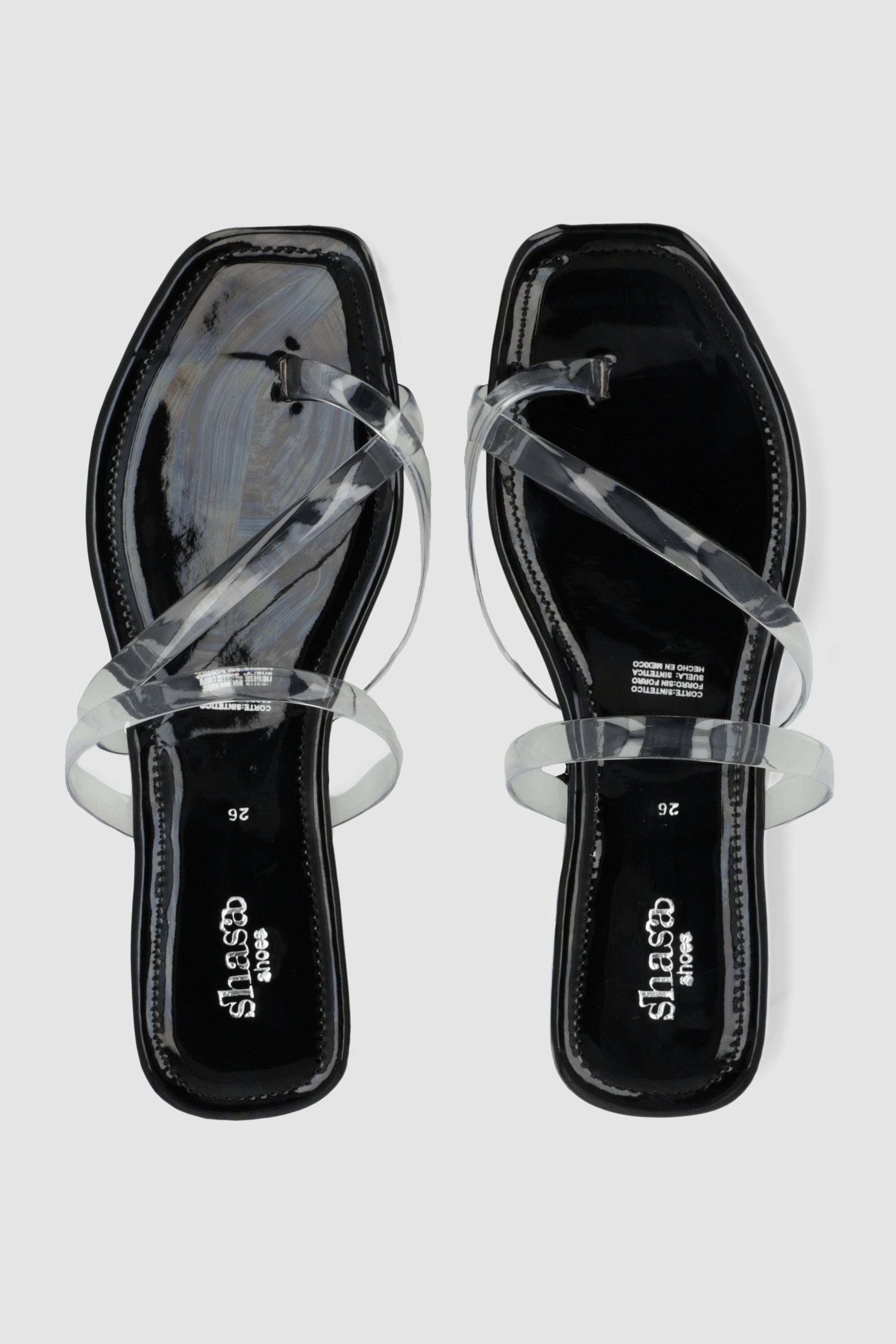 Sandalia tiras transparentes NEGRO