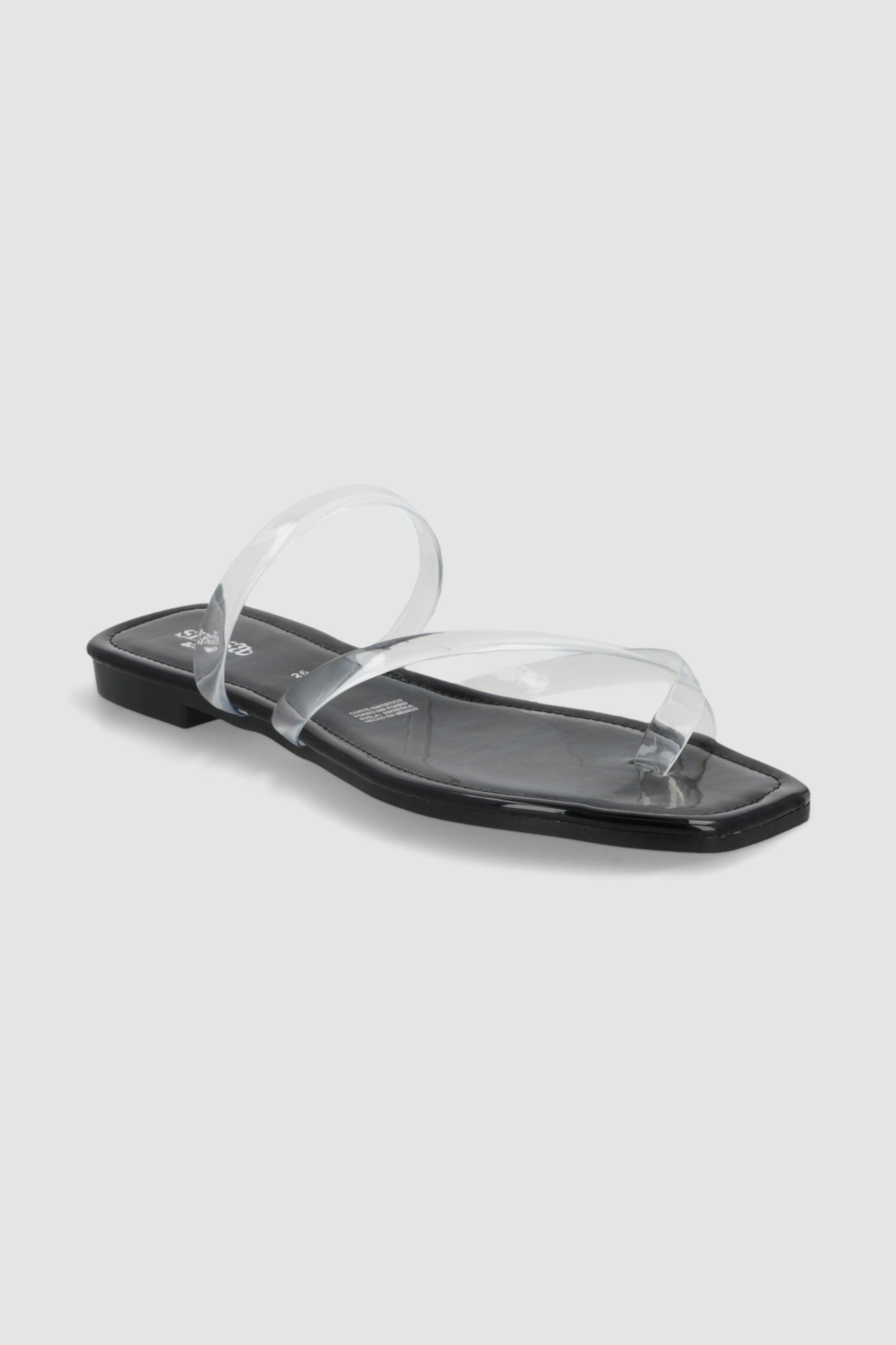 Sandalia tiras transparentes NEGRO