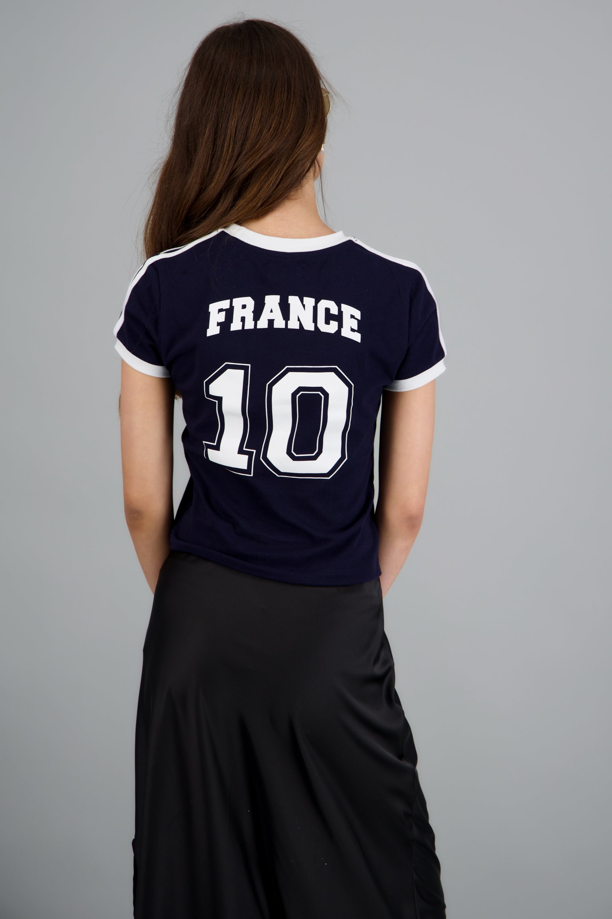 Playera corta contraste Francia MARINO COMBO