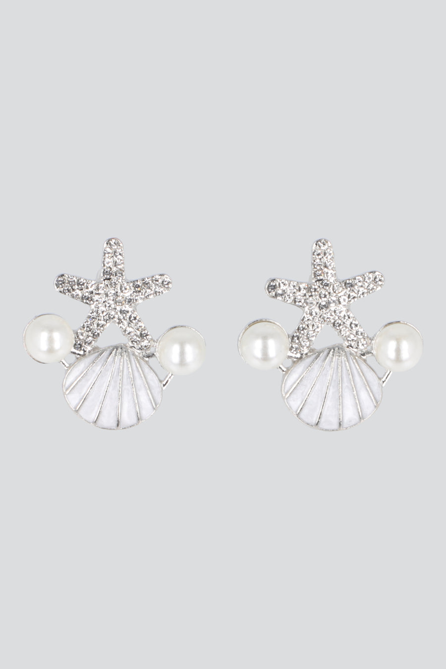 Aretes estrella concha perlas