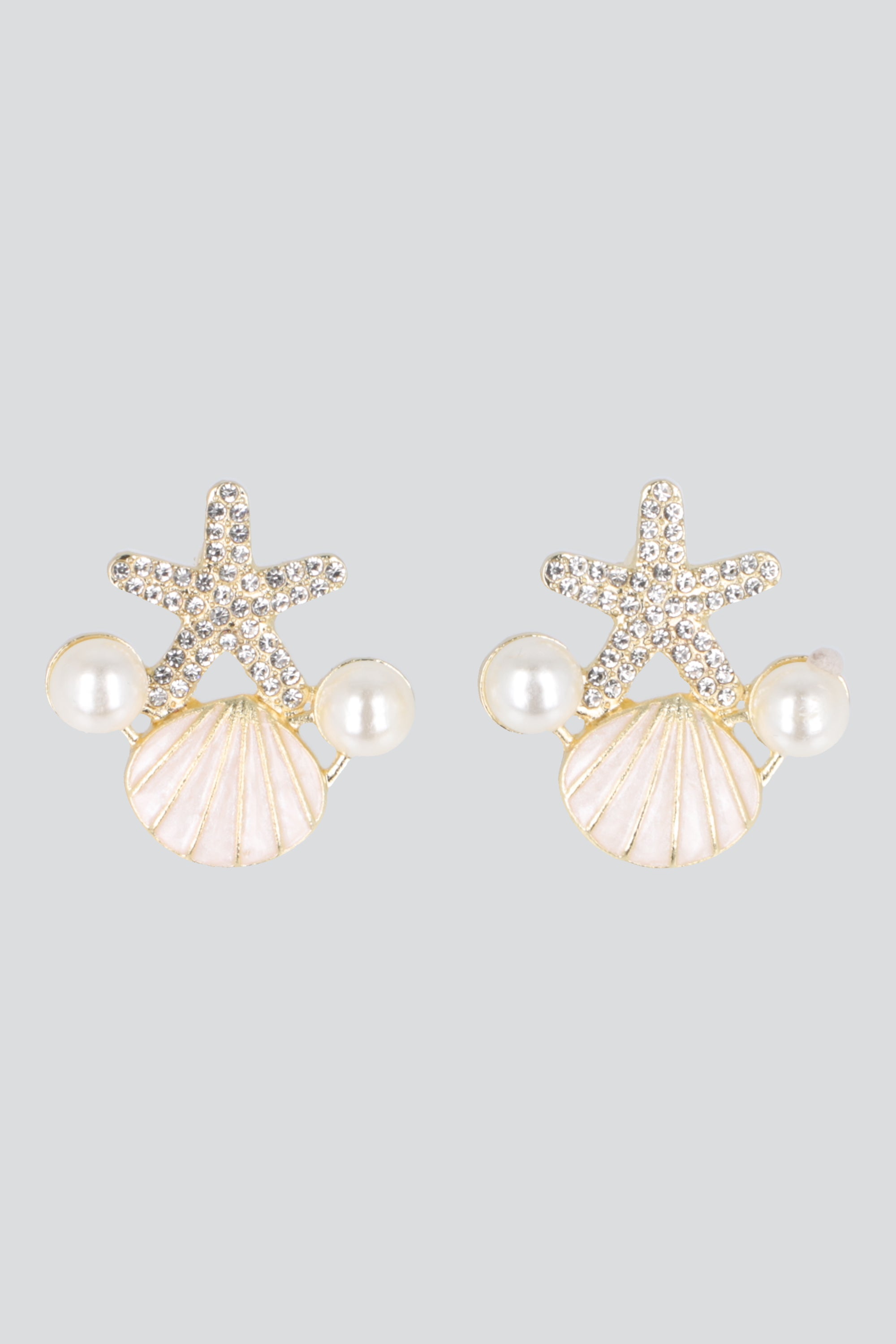 Aretes estrella concha perlas