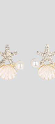 Aretes estrella concha perlas