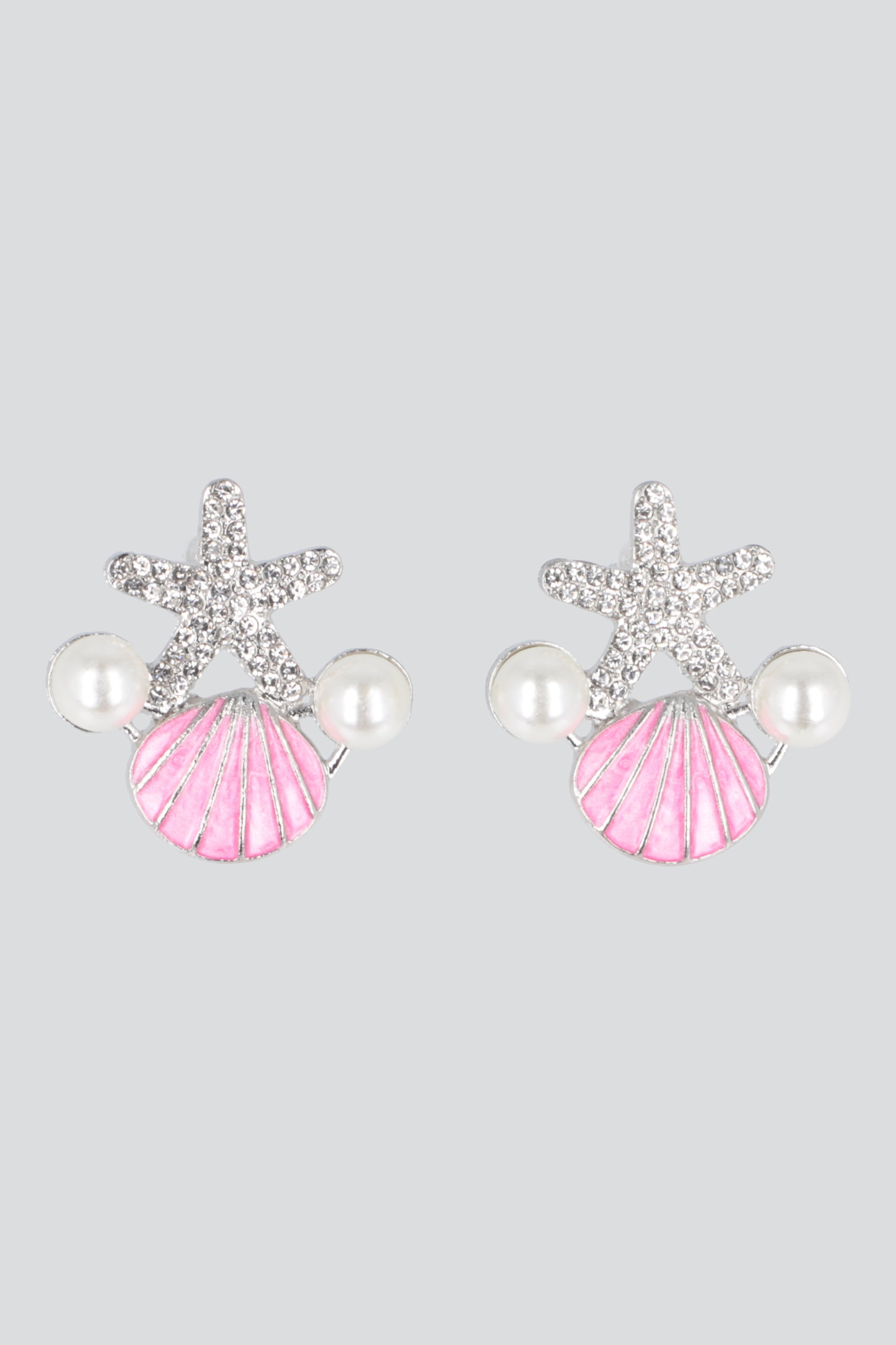Aretes estrella concha perlas ROSA