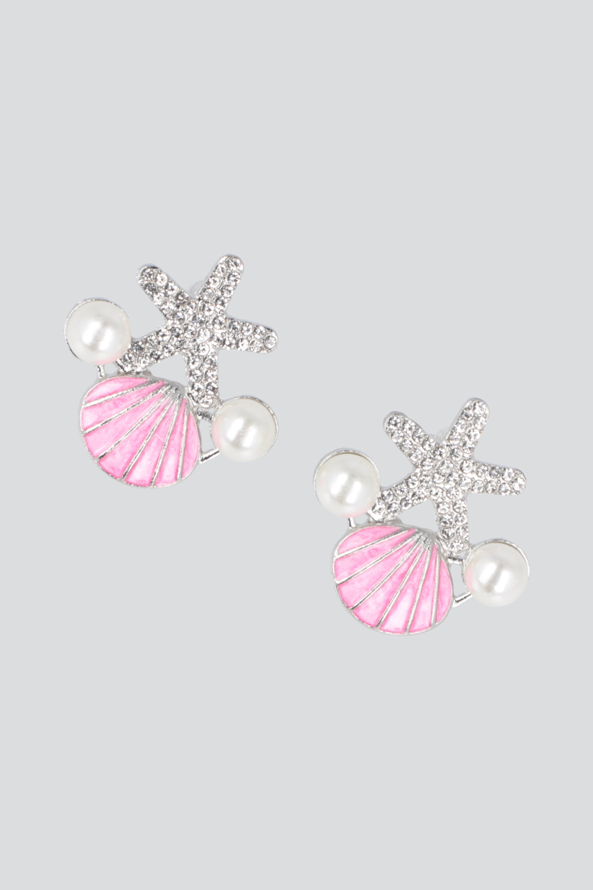 Aretes estrella concha perlas ROSA