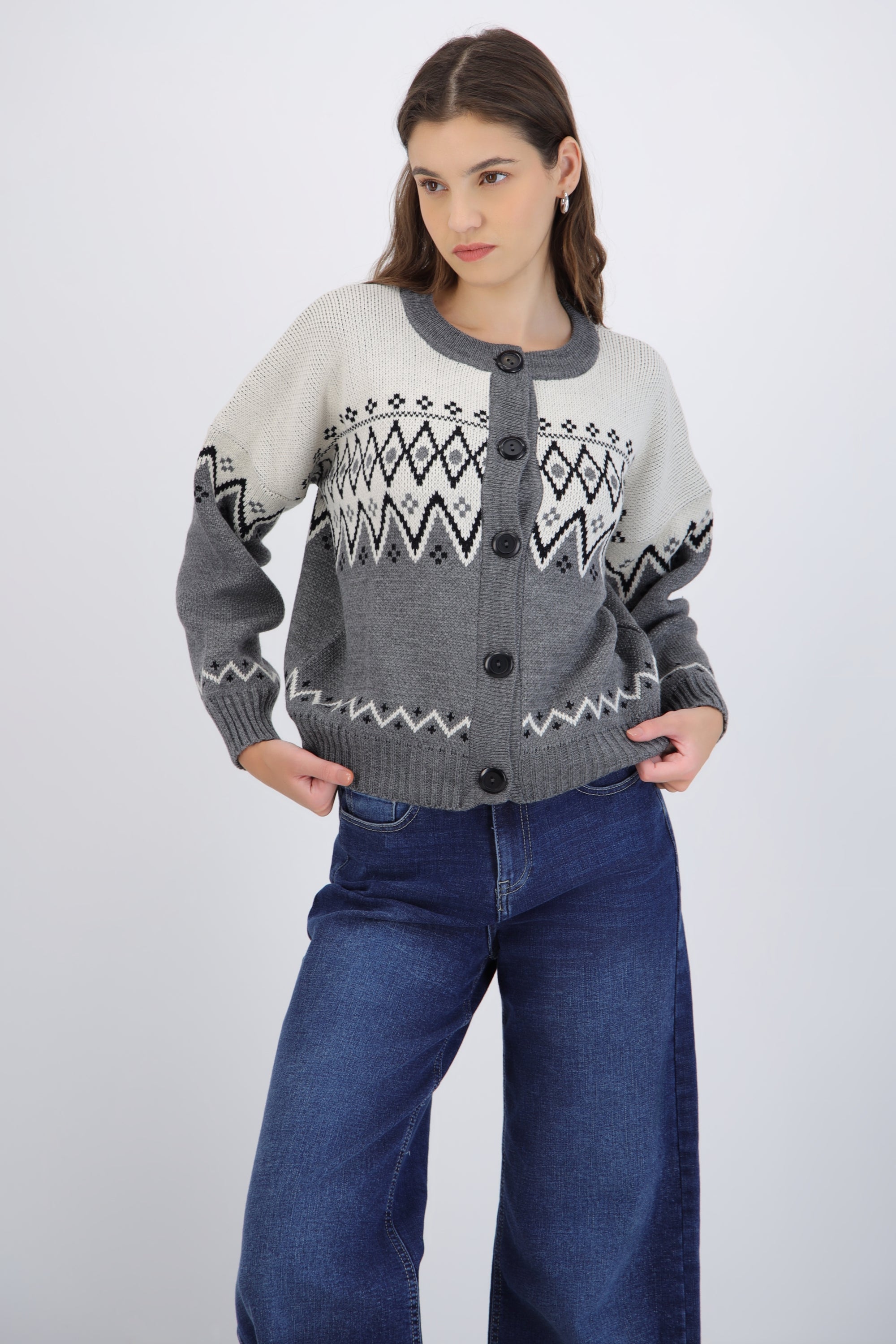 cardigan tejido navideño