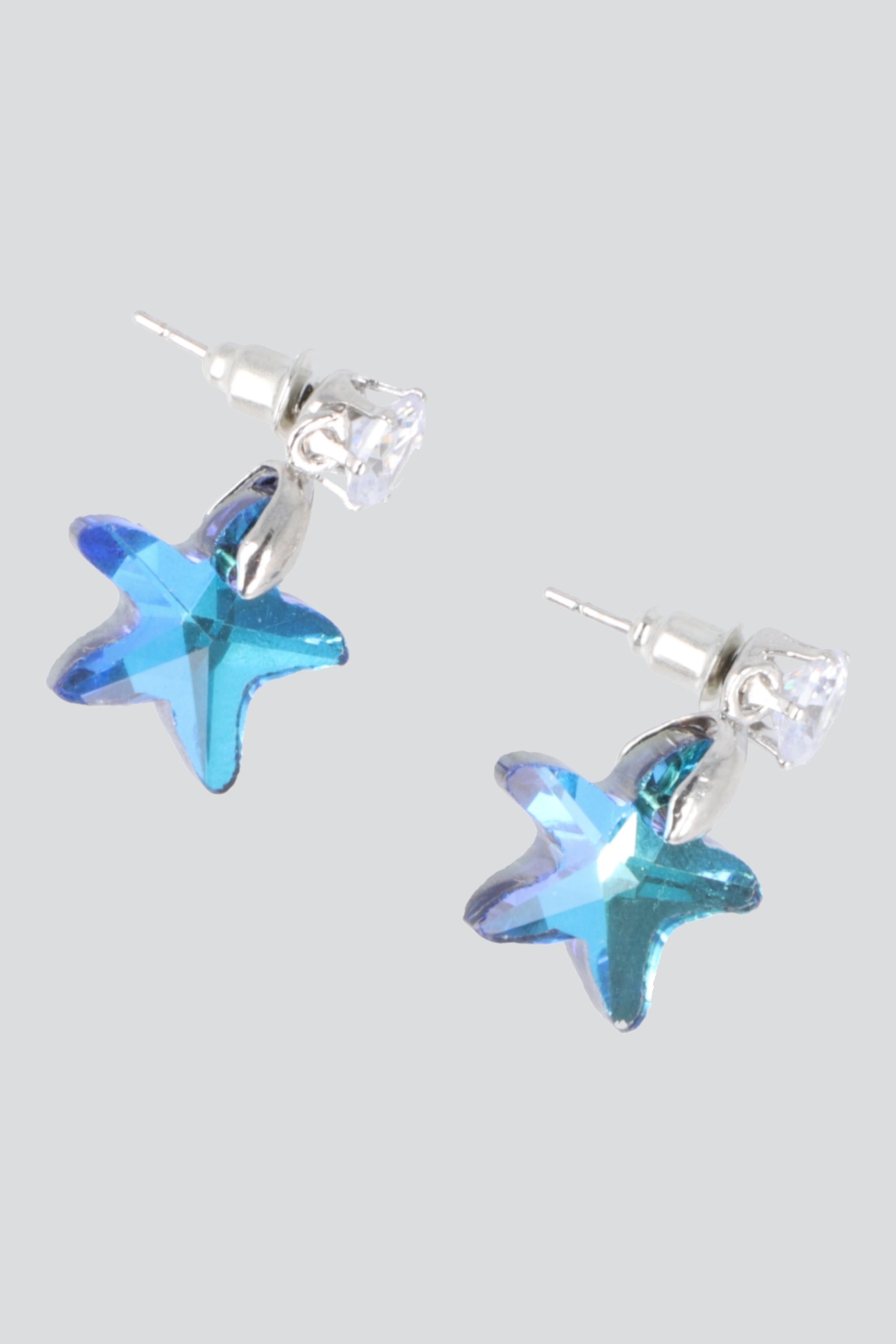 ARETES ESTRELLA DE MAR CRISTAL AZUL