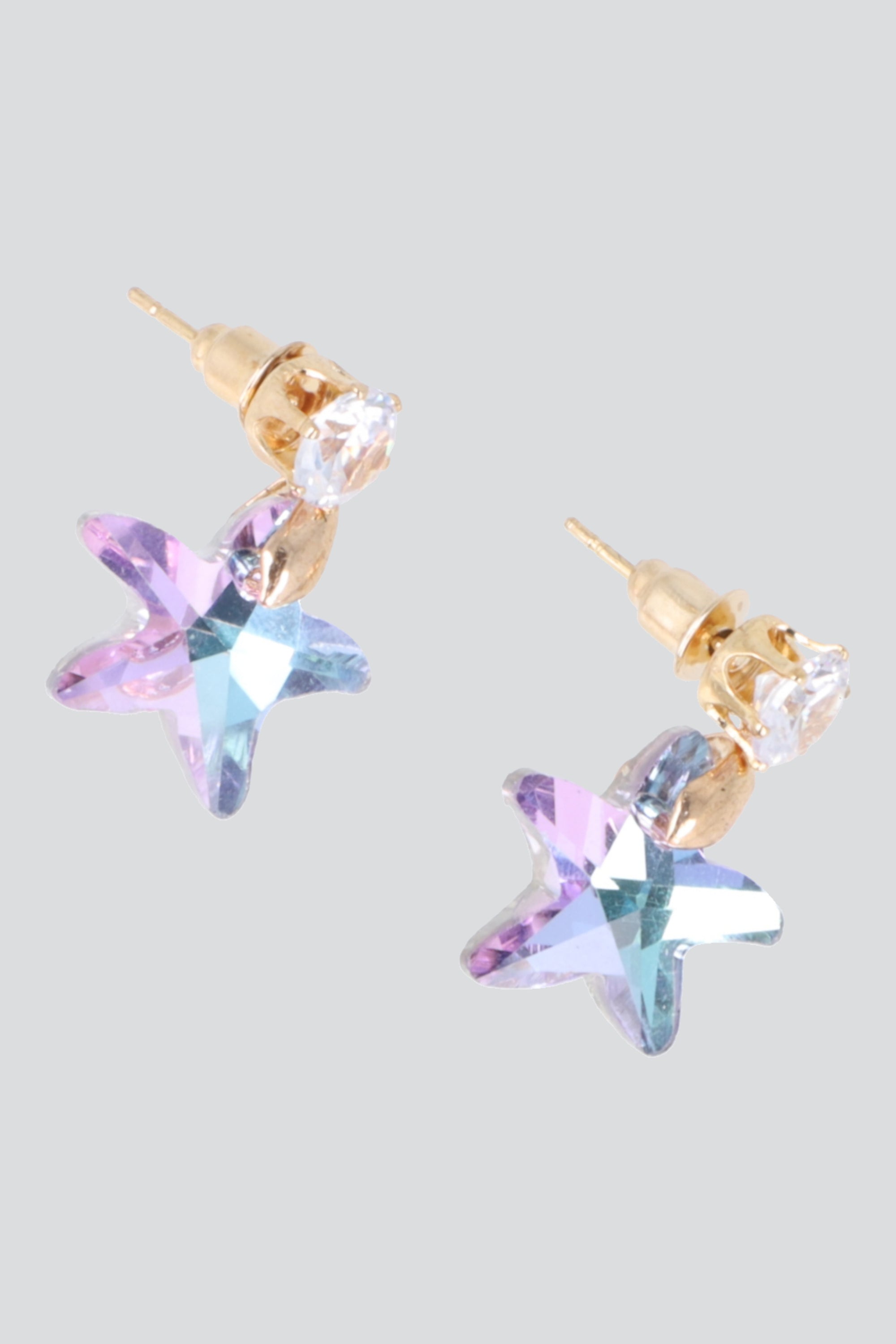 ARETES ESTRELLA DE MAR CRISTAL MORADO
