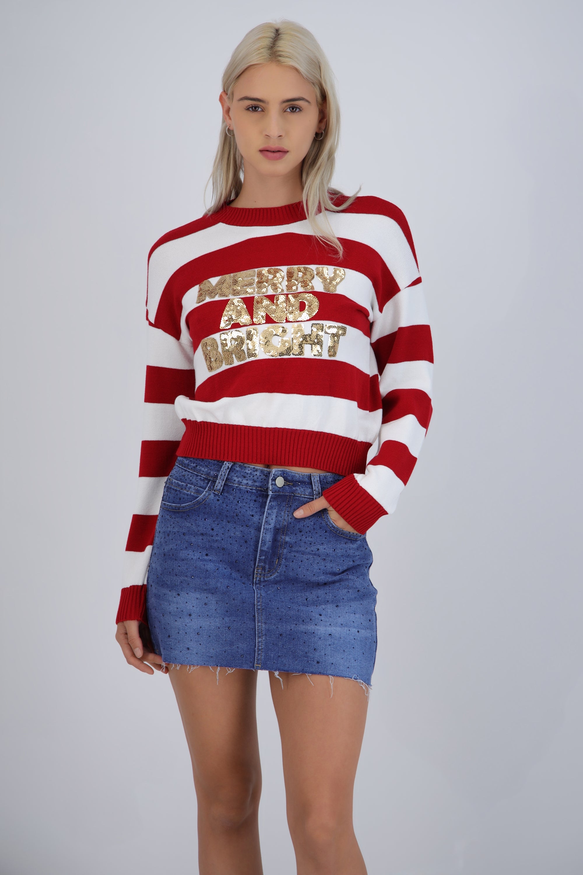 Suéter rayas merry and bright