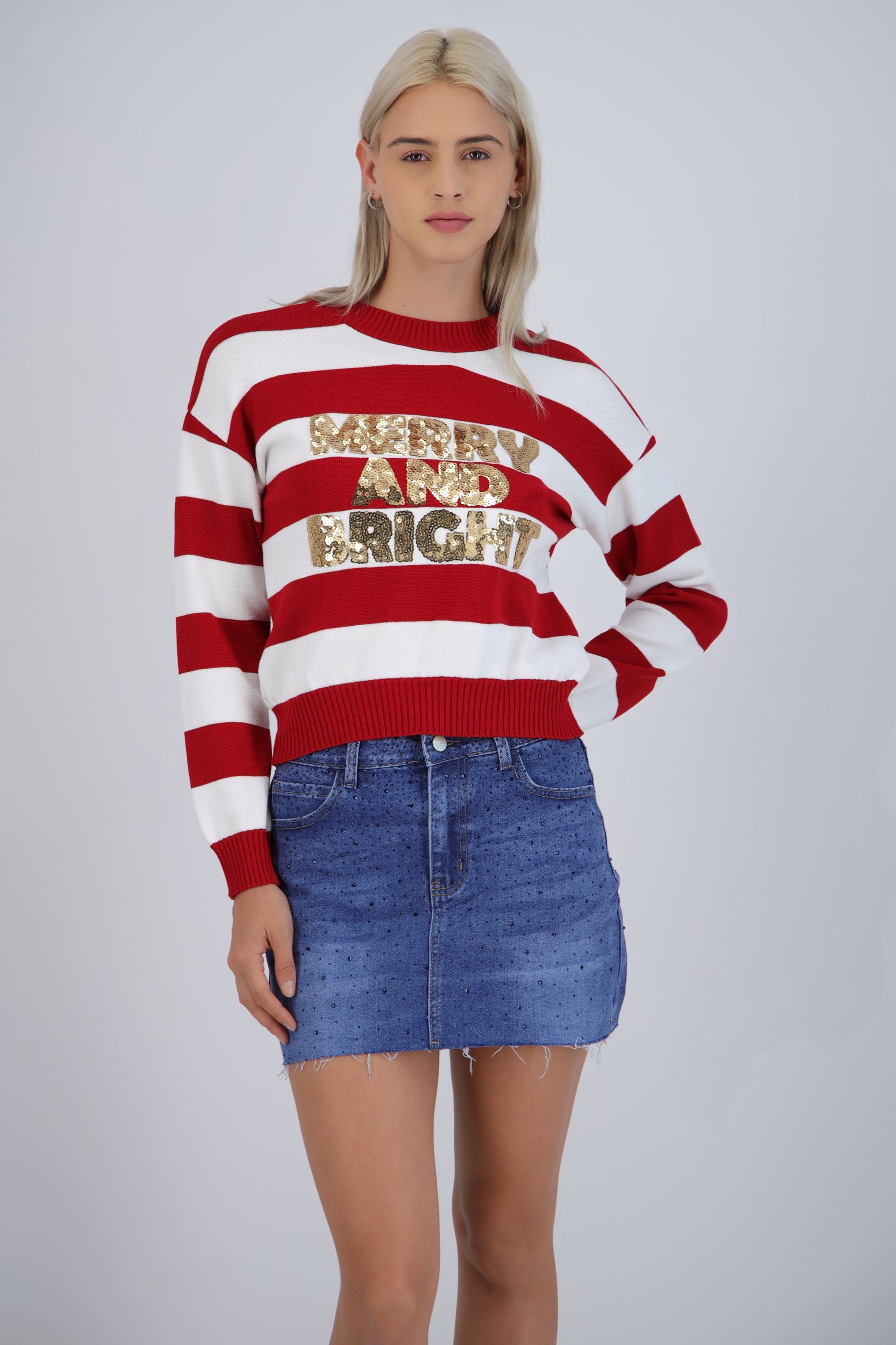 Suéter rayas merry and bright