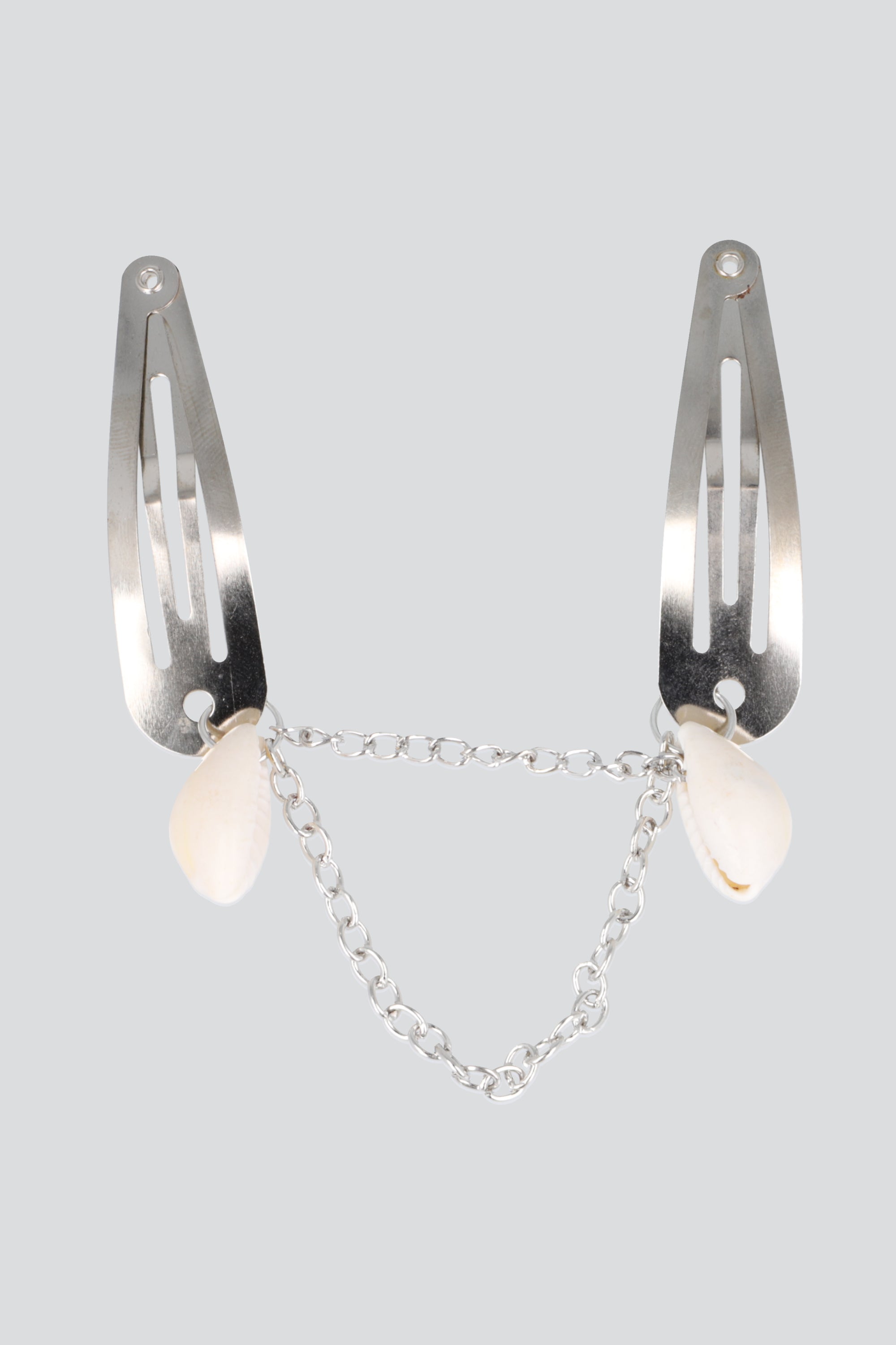 Set 2 broches cadena concha PLATA