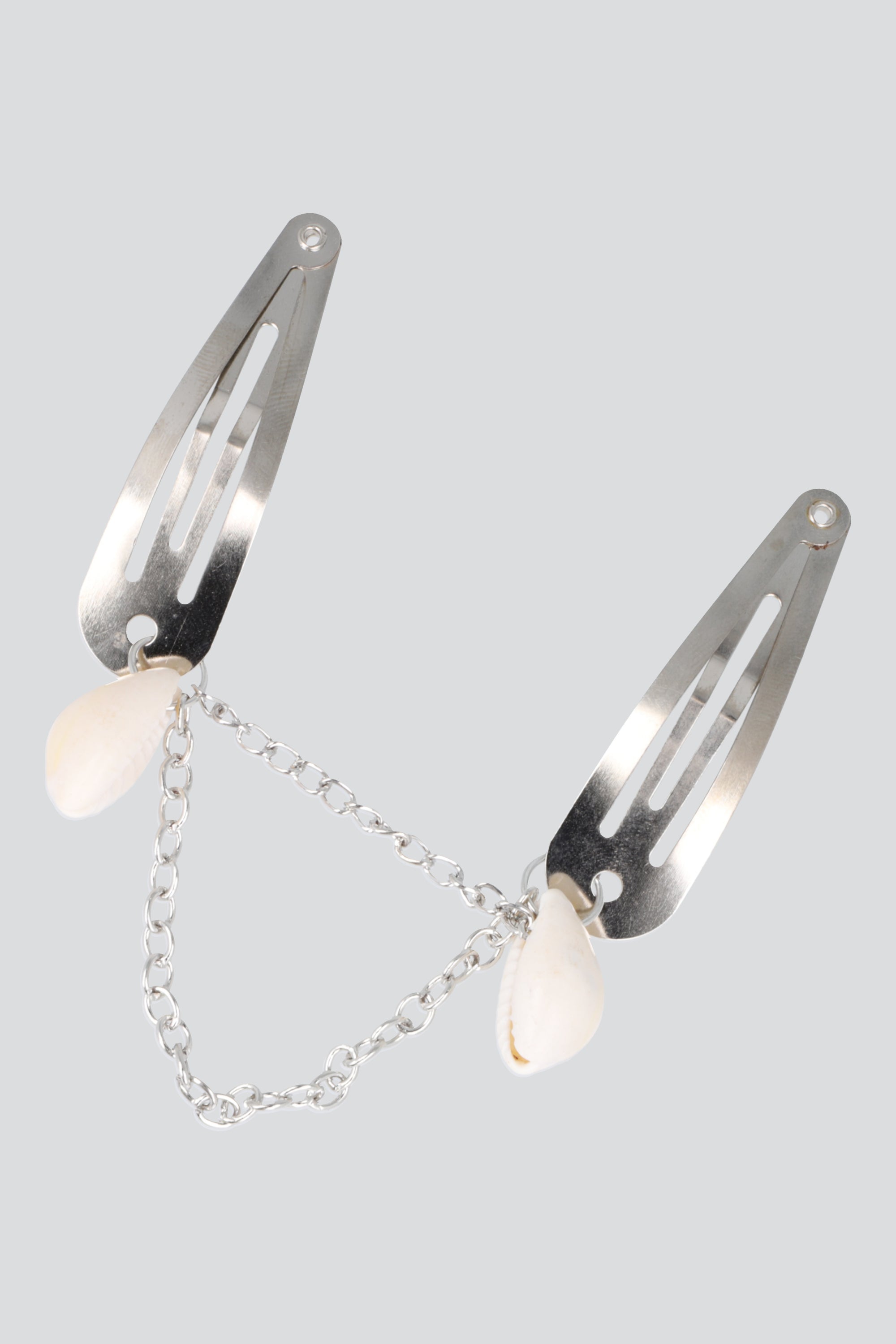 Set 2 broches cadena concha PLATA