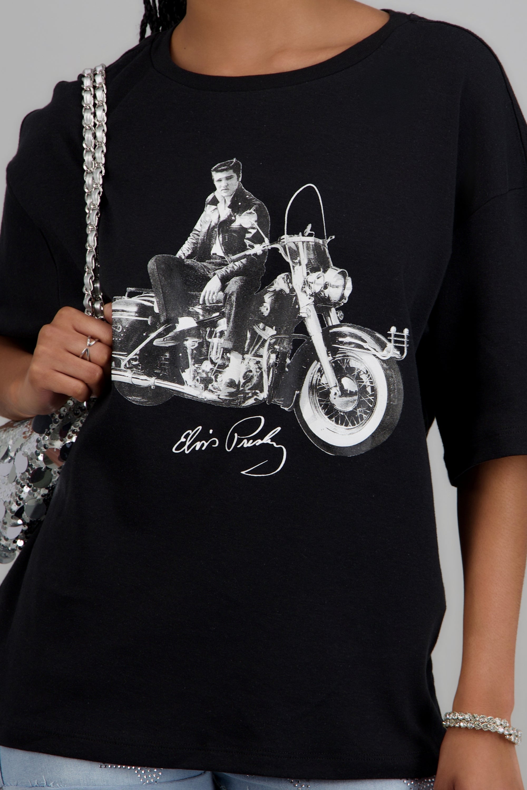 Playera Elvis motocicleta NEGRO