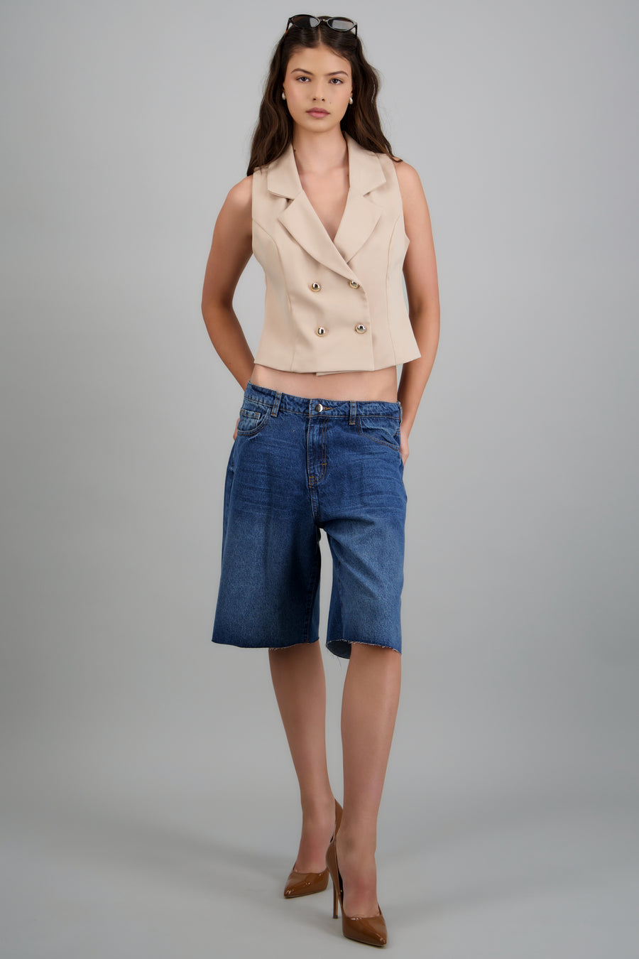 bermuda denim corte recto