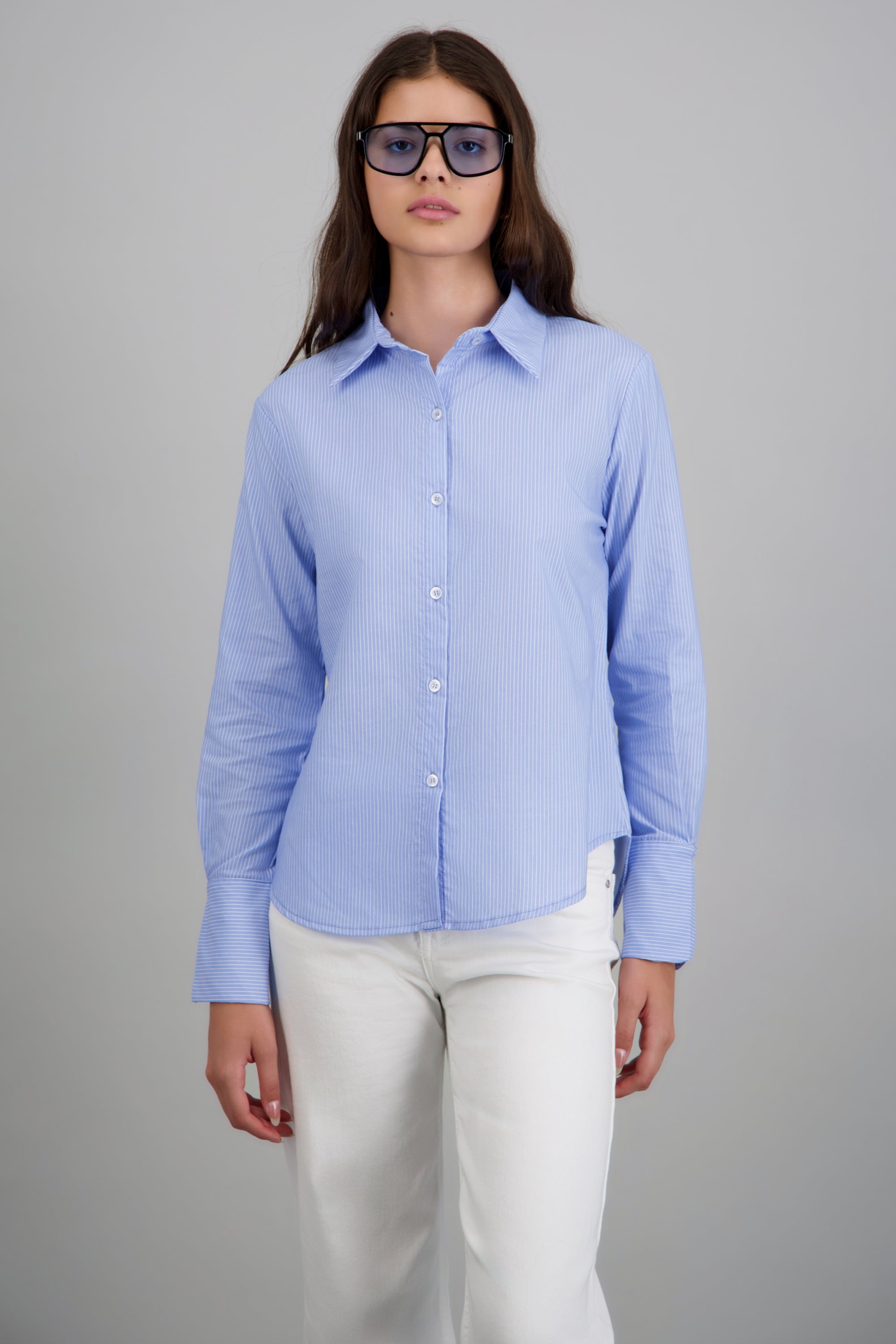 Camisa de rayas manga larga AZUL