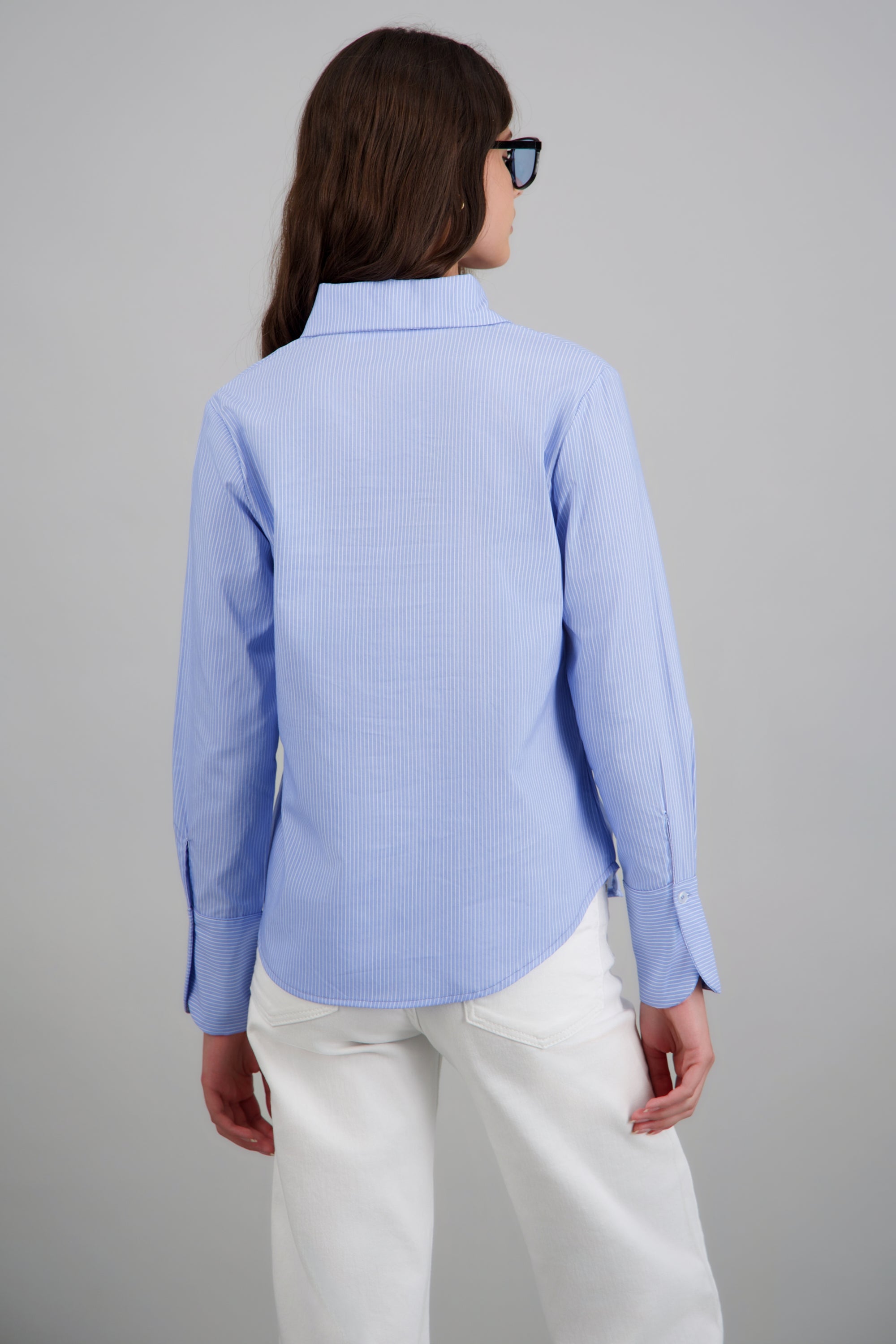 Camisa de rayas manga larga AZUL