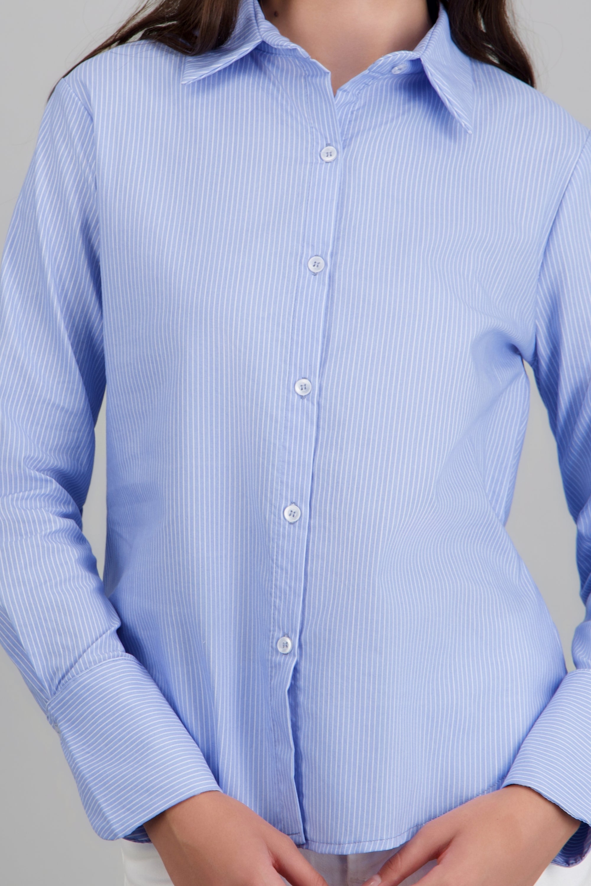 Camisa de rayas manga larga AZUL