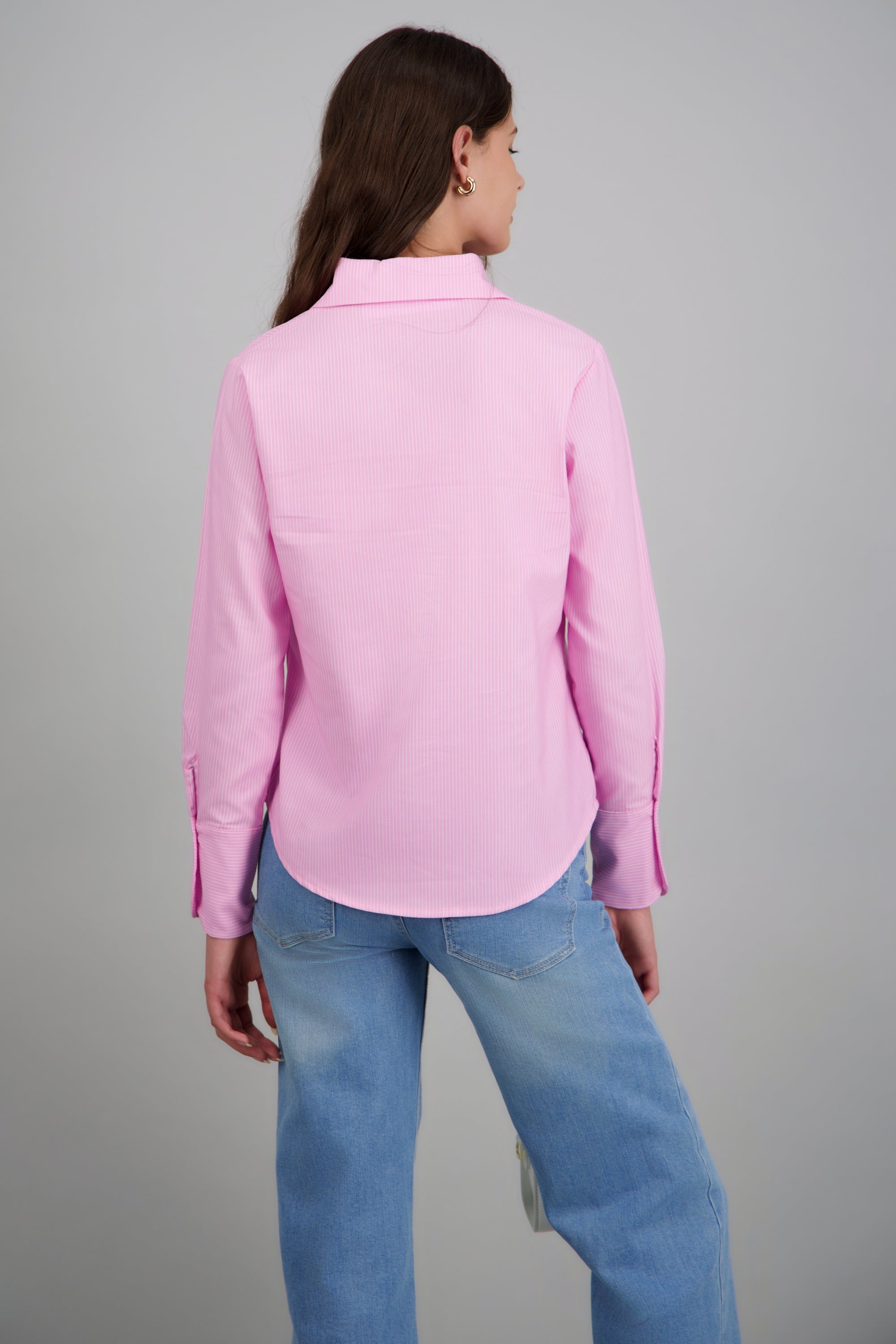 Camisa de rayas manga larga ROSA PASTEL