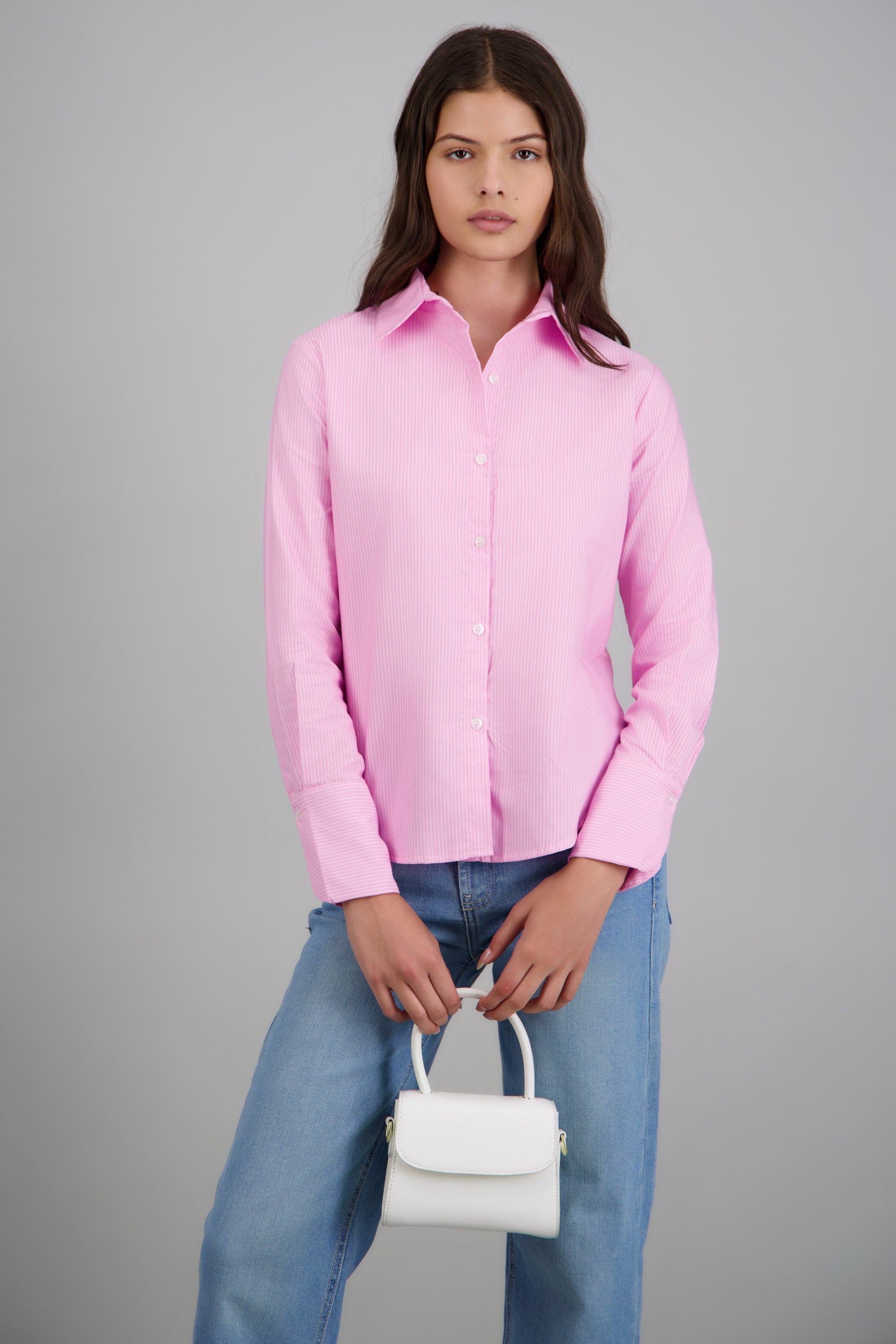 Camisa de rayas manga larga ROSA PASTEL