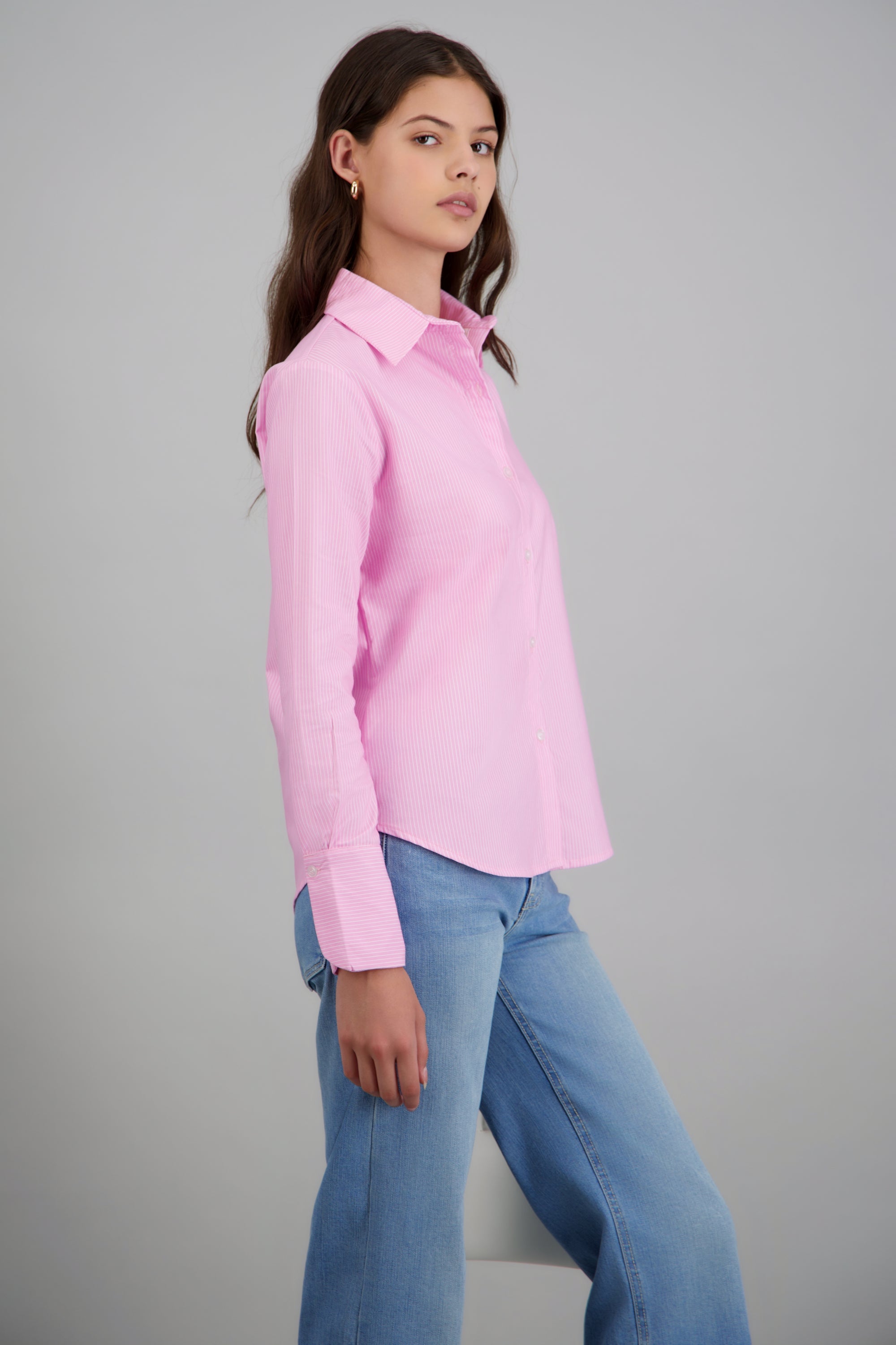 Camisa de rayas manga larga ROSA PASTEL