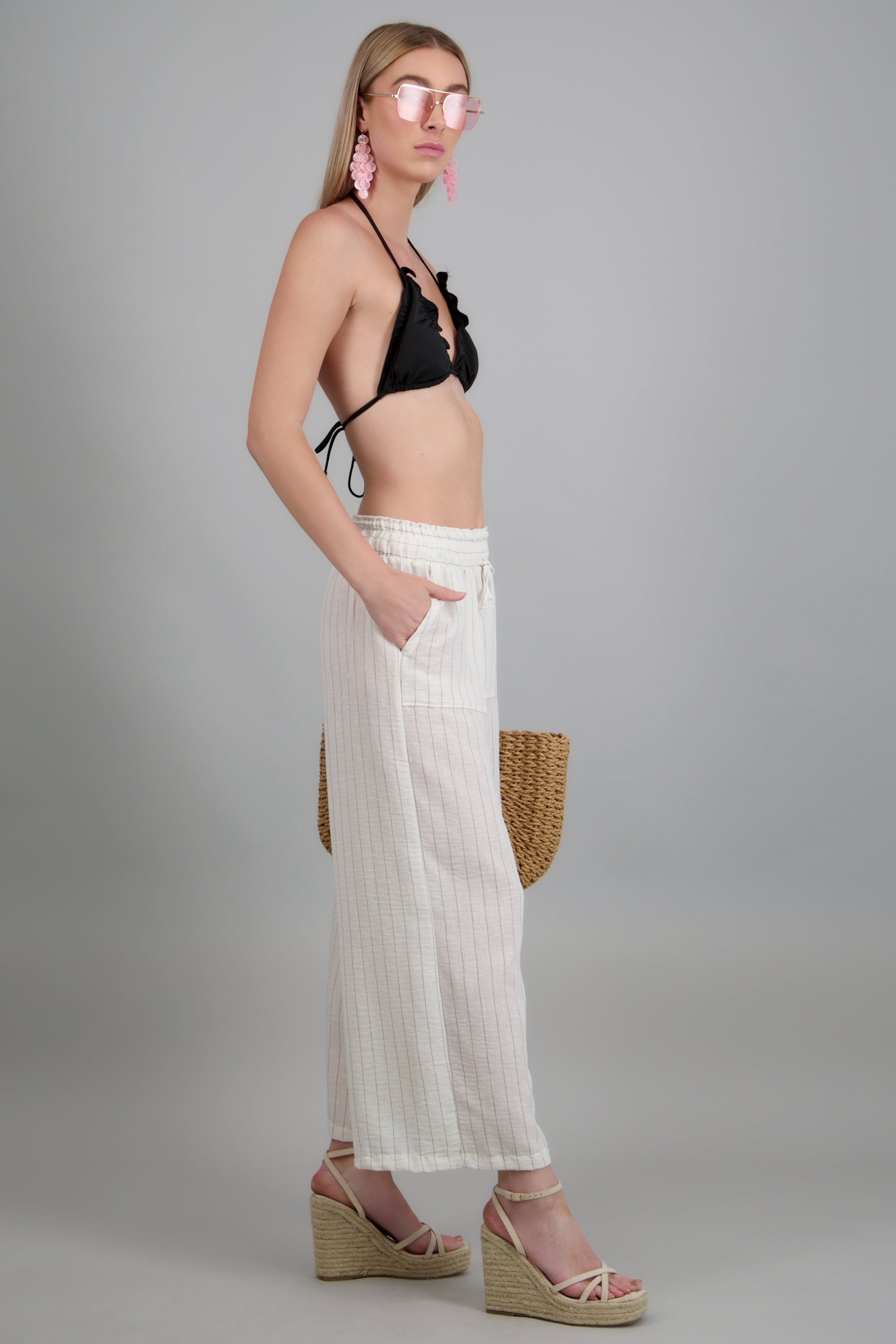 Pantalon lineas con bolsas BLANCO COMBO