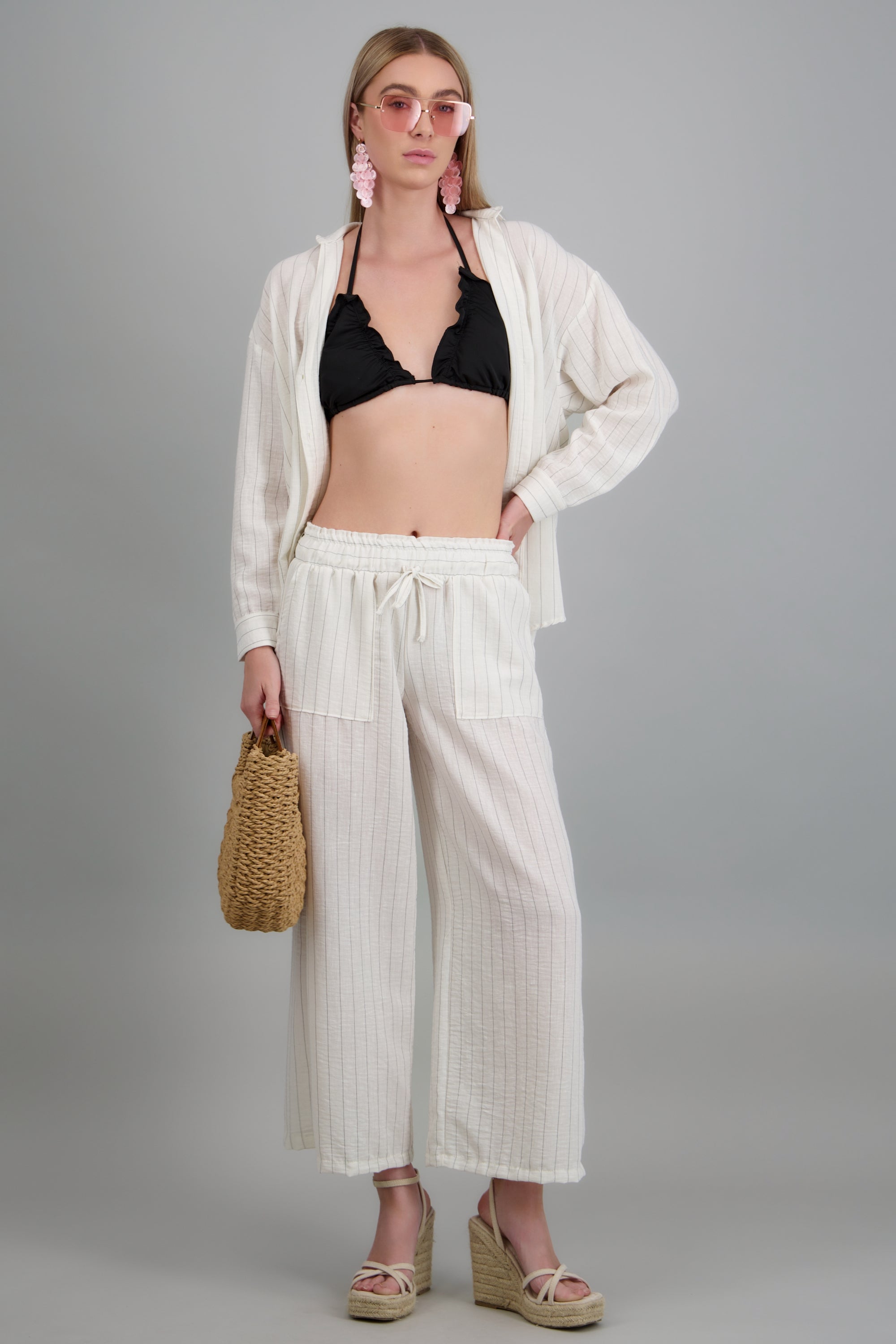 Pantalon lineas con bolsas BLANCO COMBO