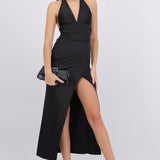 Vestido satinado halter