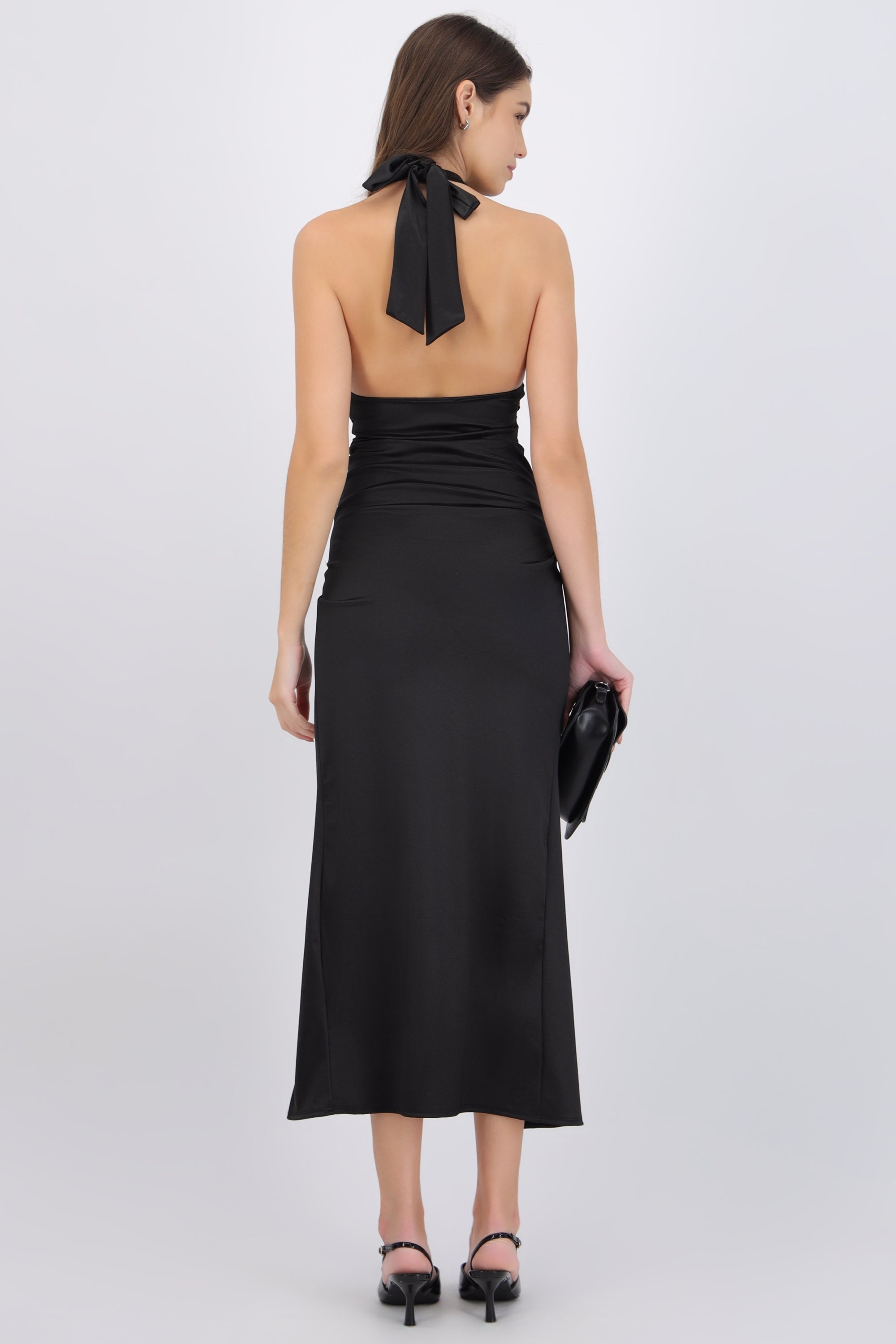 Vestido satinado halter