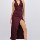 Vestido satinado halter