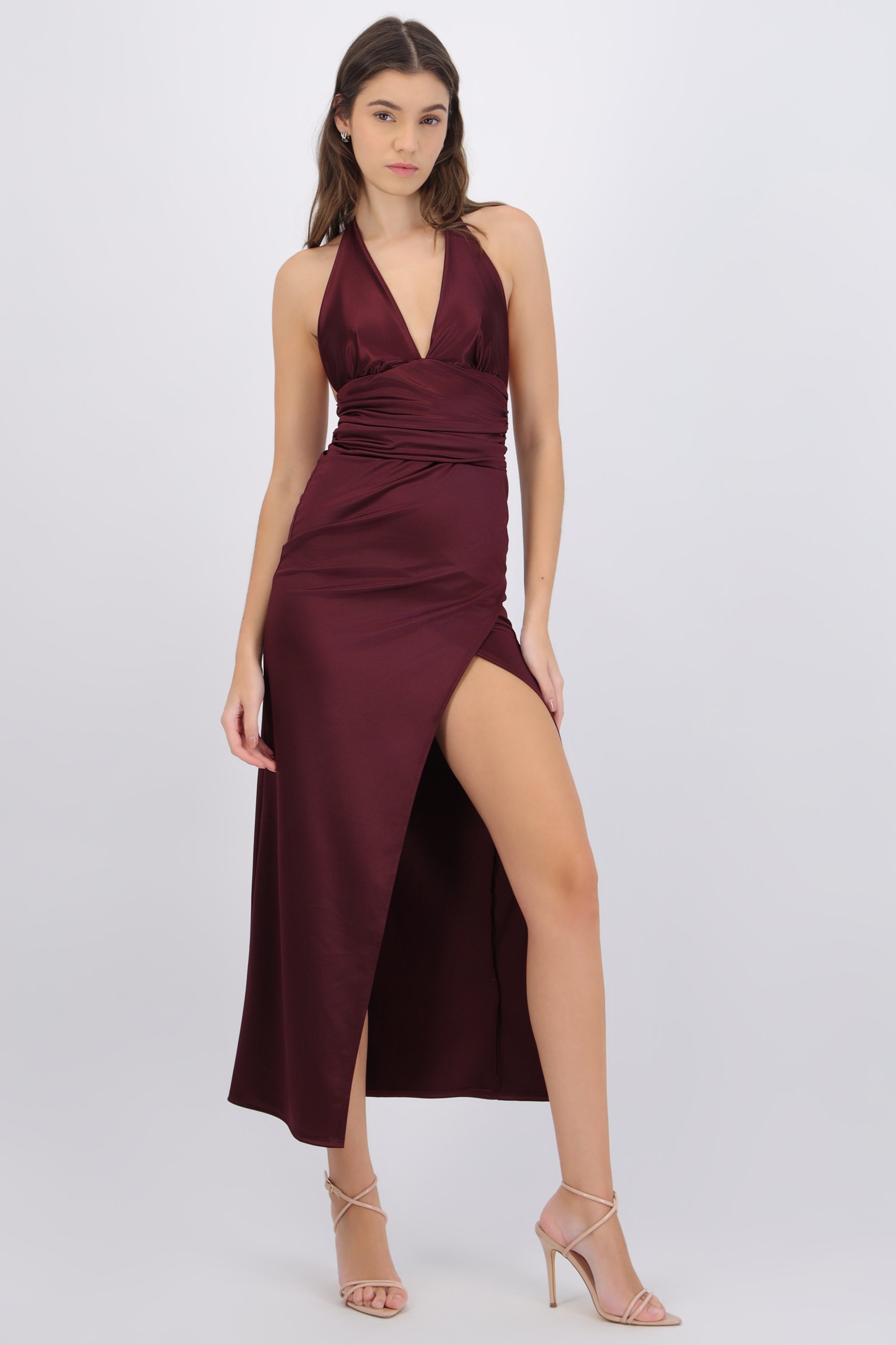 Vestido satinado halter