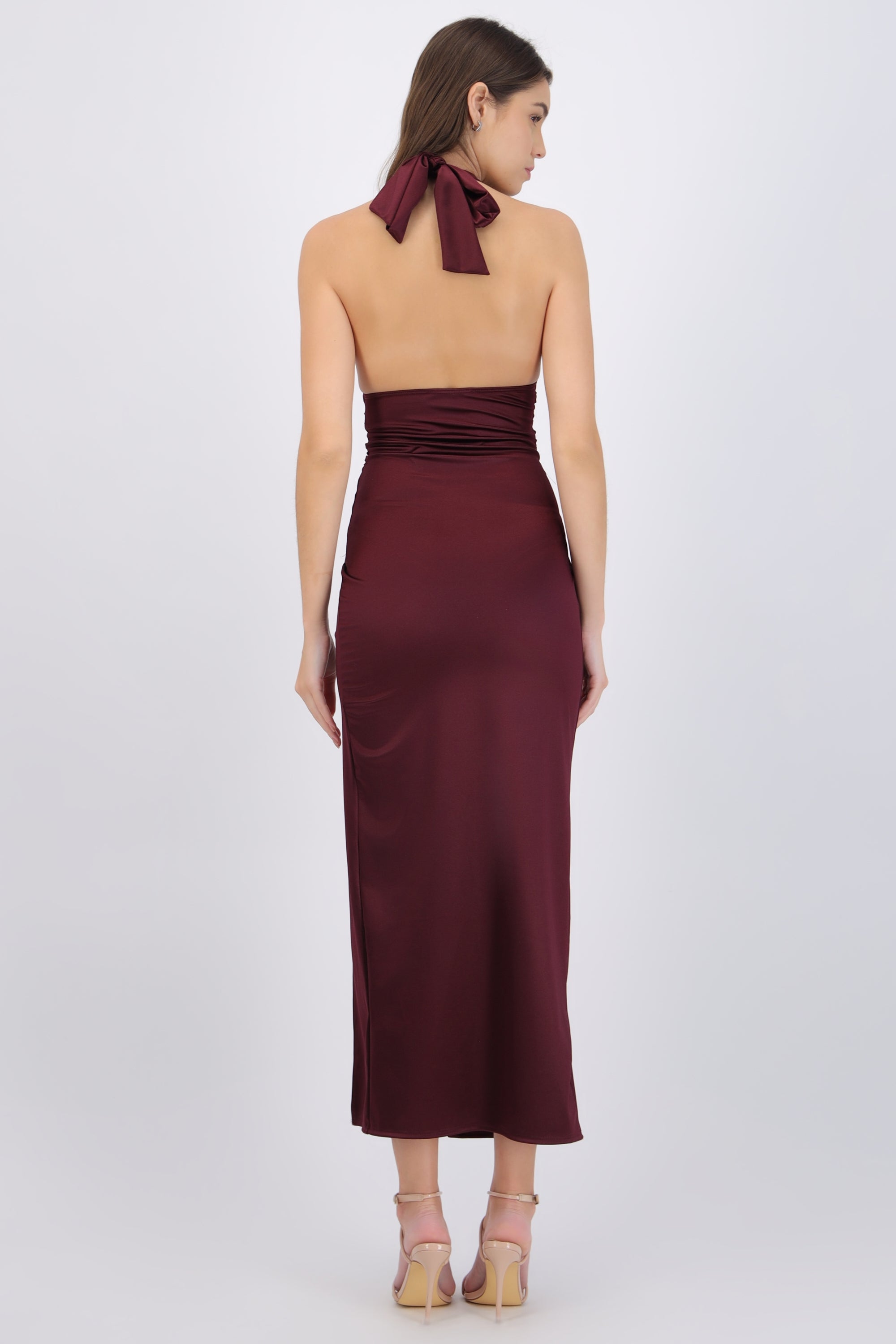 Vestido satinado halter