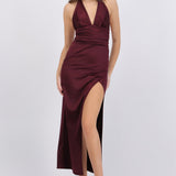 Vestido satinado halter