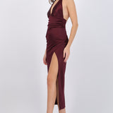Vestido satinado halter