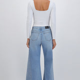 Jeans wide leg corte con brillos