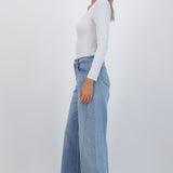 Jeans wide leg corte con brillos