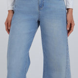 Jeans wide leg corte con brillos