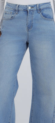 Jeans wide leg corte con brillos